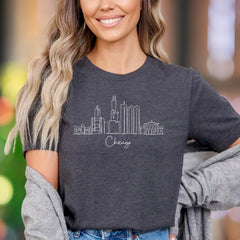"Chicago" | Minimal Cityscape Unisex Adult T-Shirt | Urban Explorer