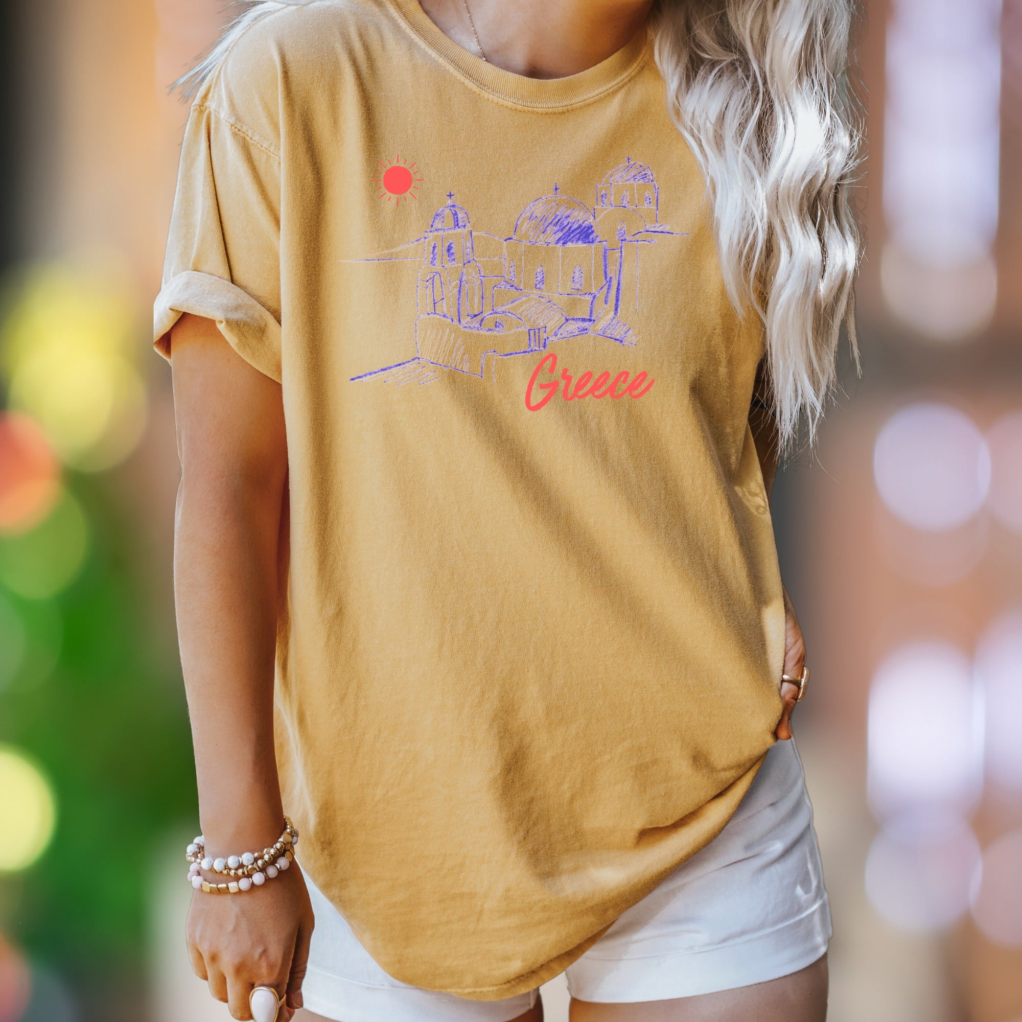 Greece Sketch Outline | Comfort Colors Unisex Adult T-Shirt | Travel Souvenir Style