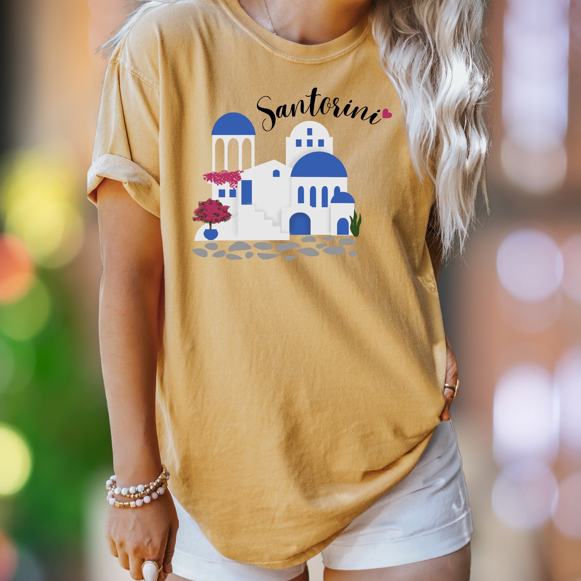 "Santorini" | Comfort Colors Unisex Adult T-Shirt | Travel & Wanderlust Style
