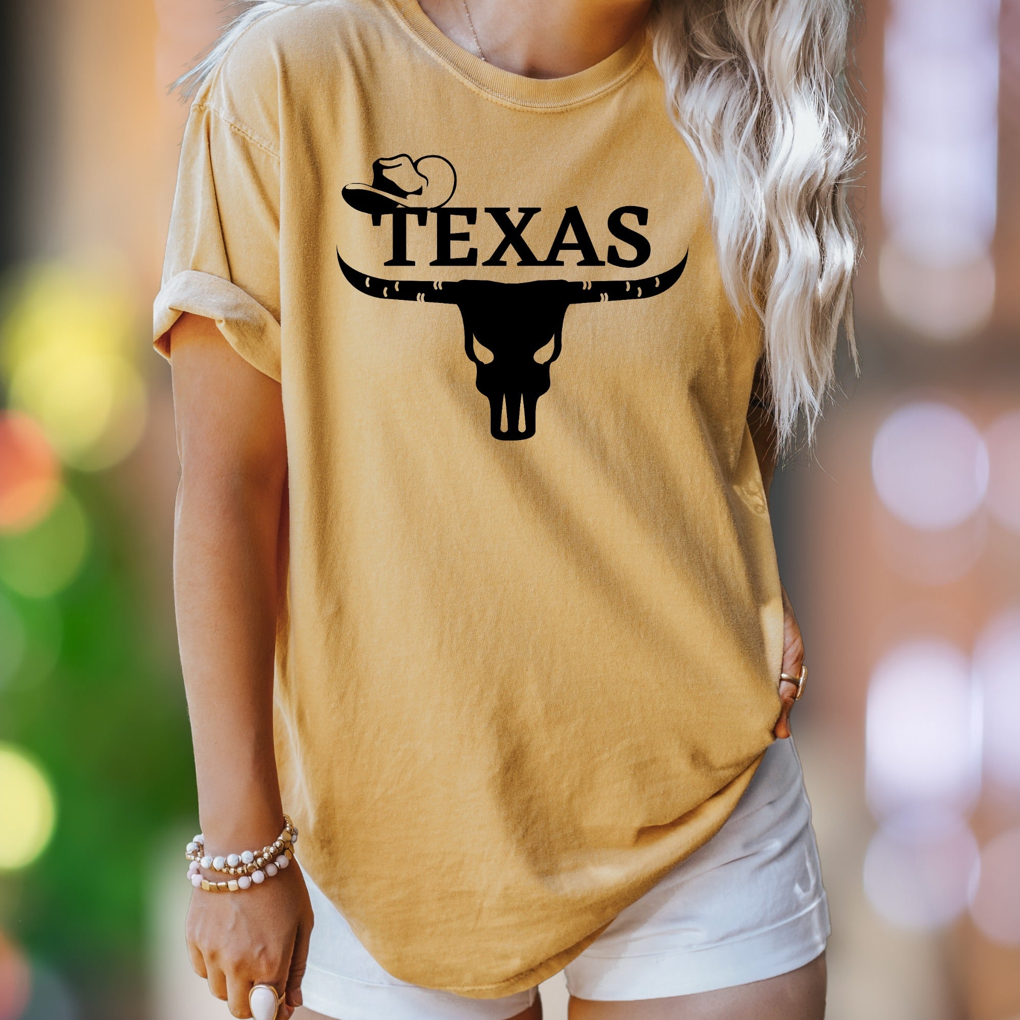 "TEXAS" Longhorn Skull Comfort Colors Unisex Adult T-Shirt | Southern Lifestyle Tee