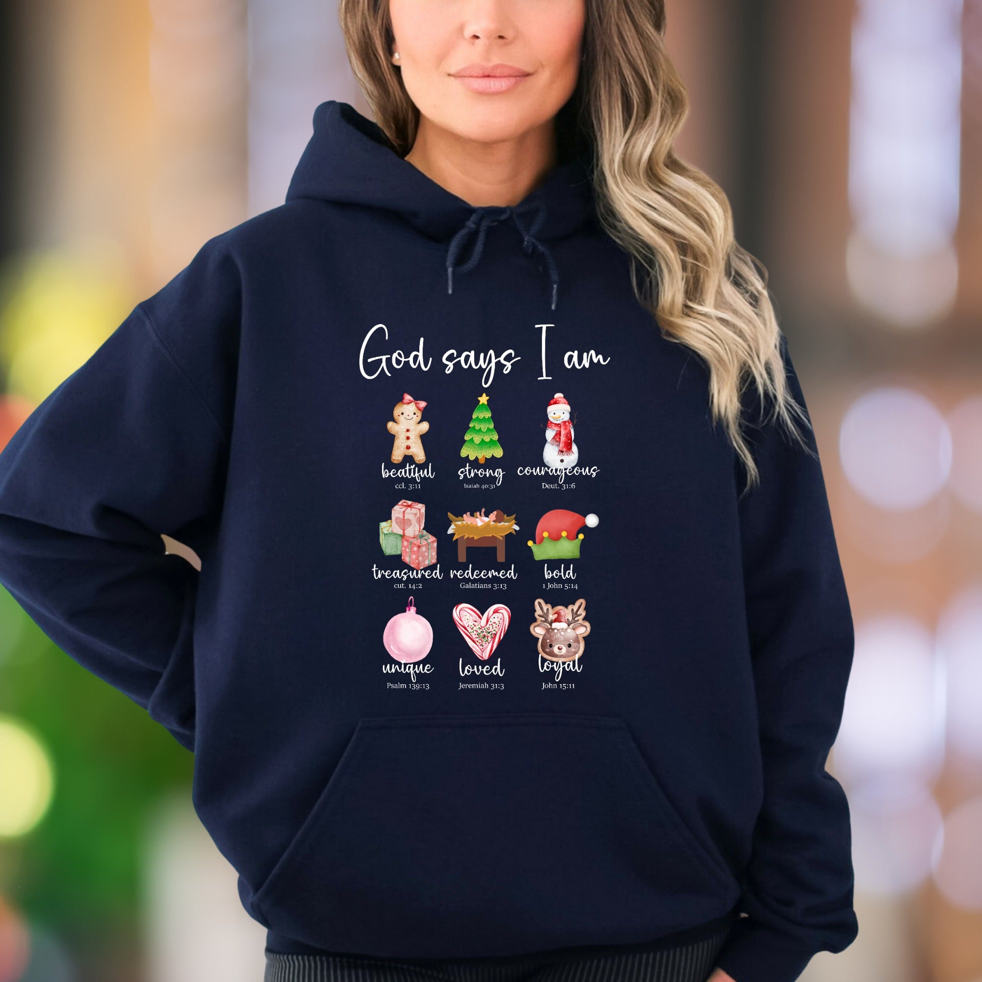 "God Says I Am" | Christmas Affirmation Unisex Adult Hoodie | Faith-Inspired Lifestyle