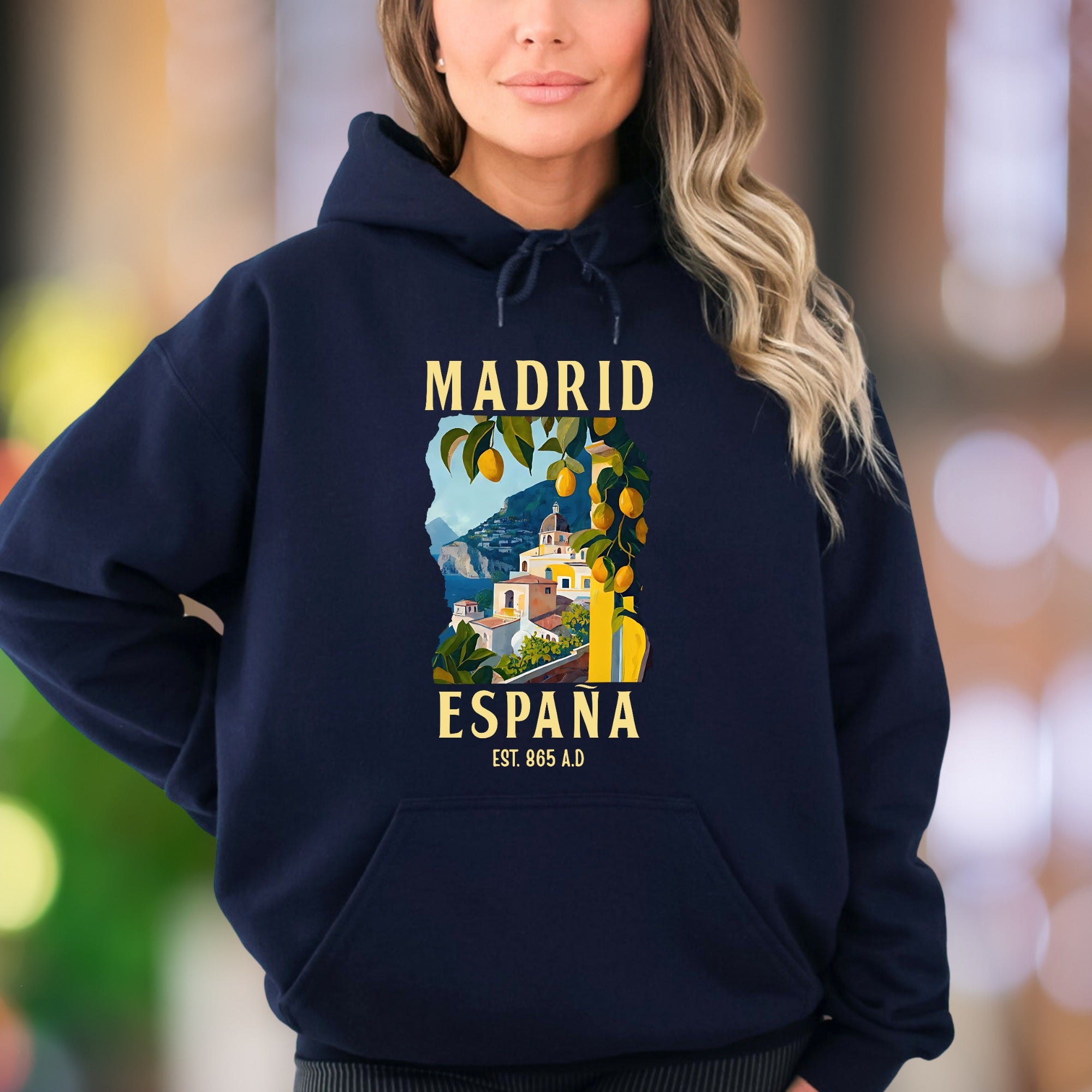 "MADRID ESPANA" | Vintage Travel Graphic Unisex Adult Hoodie | Wanderlust Apparel