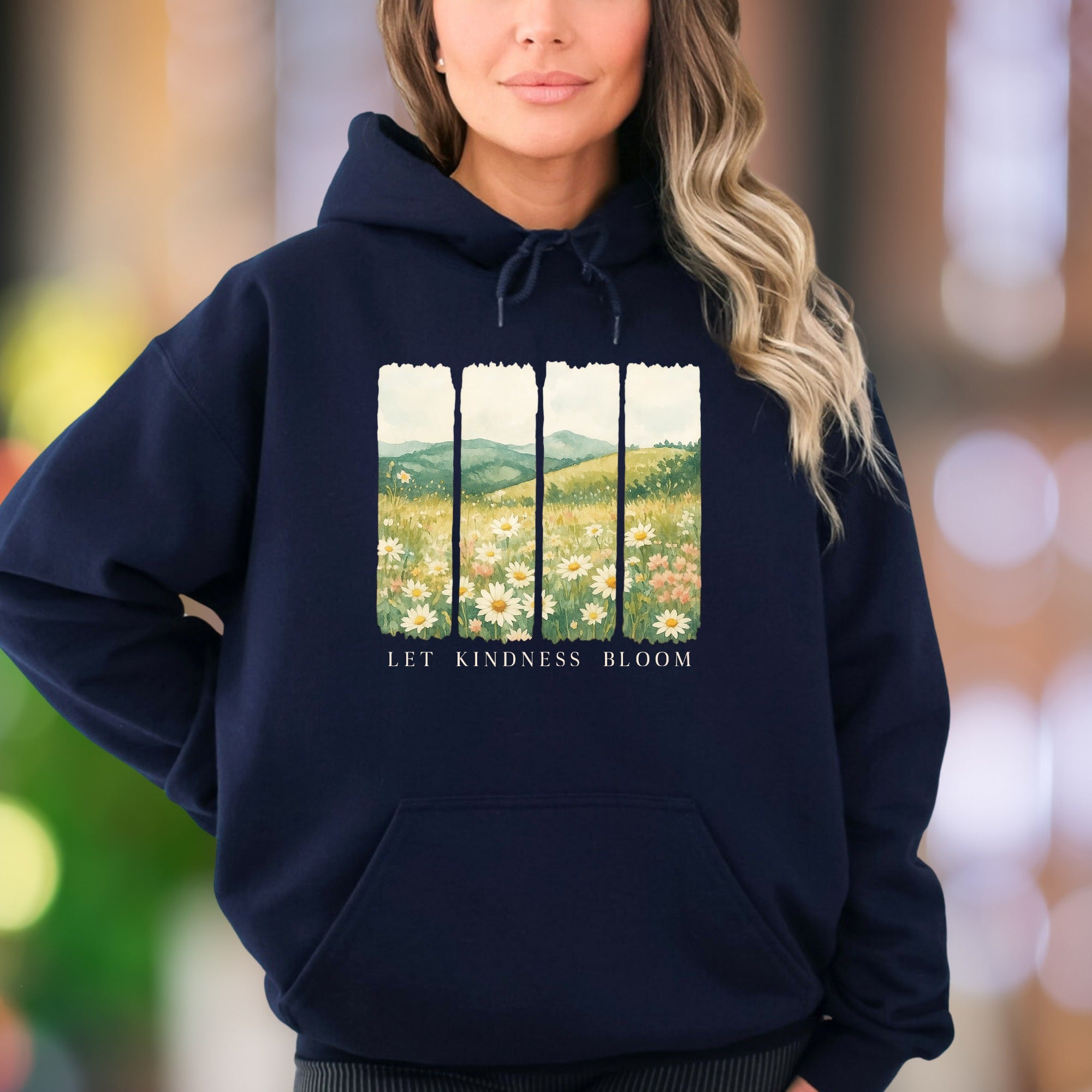"Let Kindness Bloom" | Nature Landscape Unisex Adult Hoodie | Motivational Lifestyle