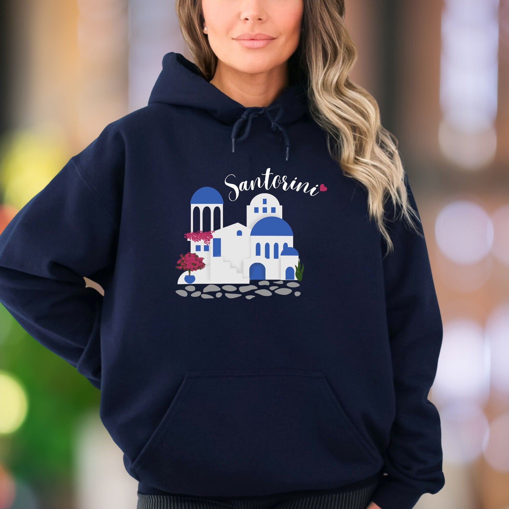 "Santorini" | Iconic Landscape Unisex Adult Hoodie | Travel & Culture