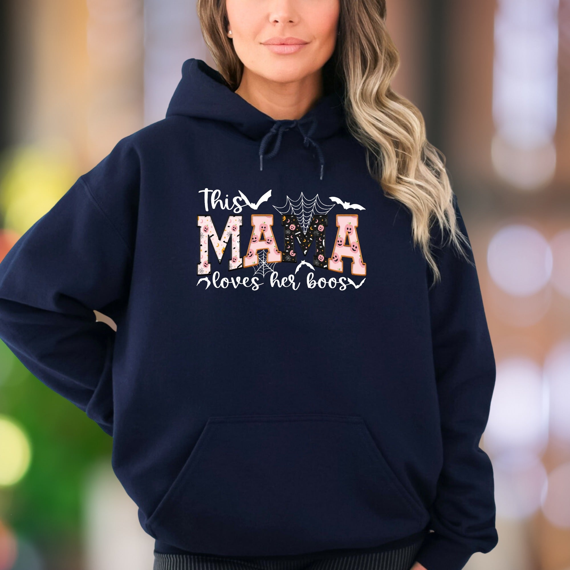 "This Mama Loves Her Boos" | Spooky Typography Unisex Adult Hoodie | Halloween Lifestyle