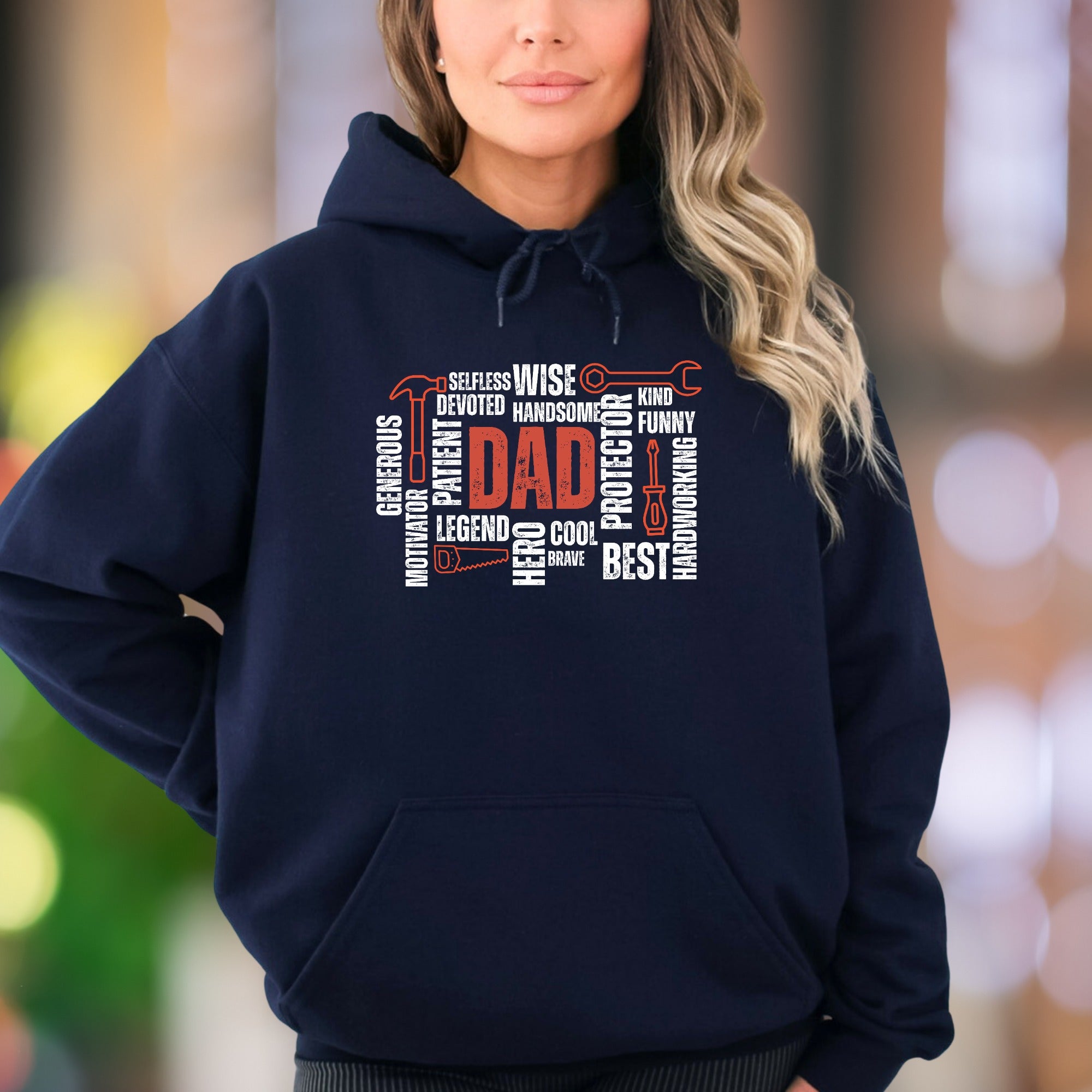 "DAD" Word Cloud Graphic Unisex Adult Hoodie | Motivational Identity