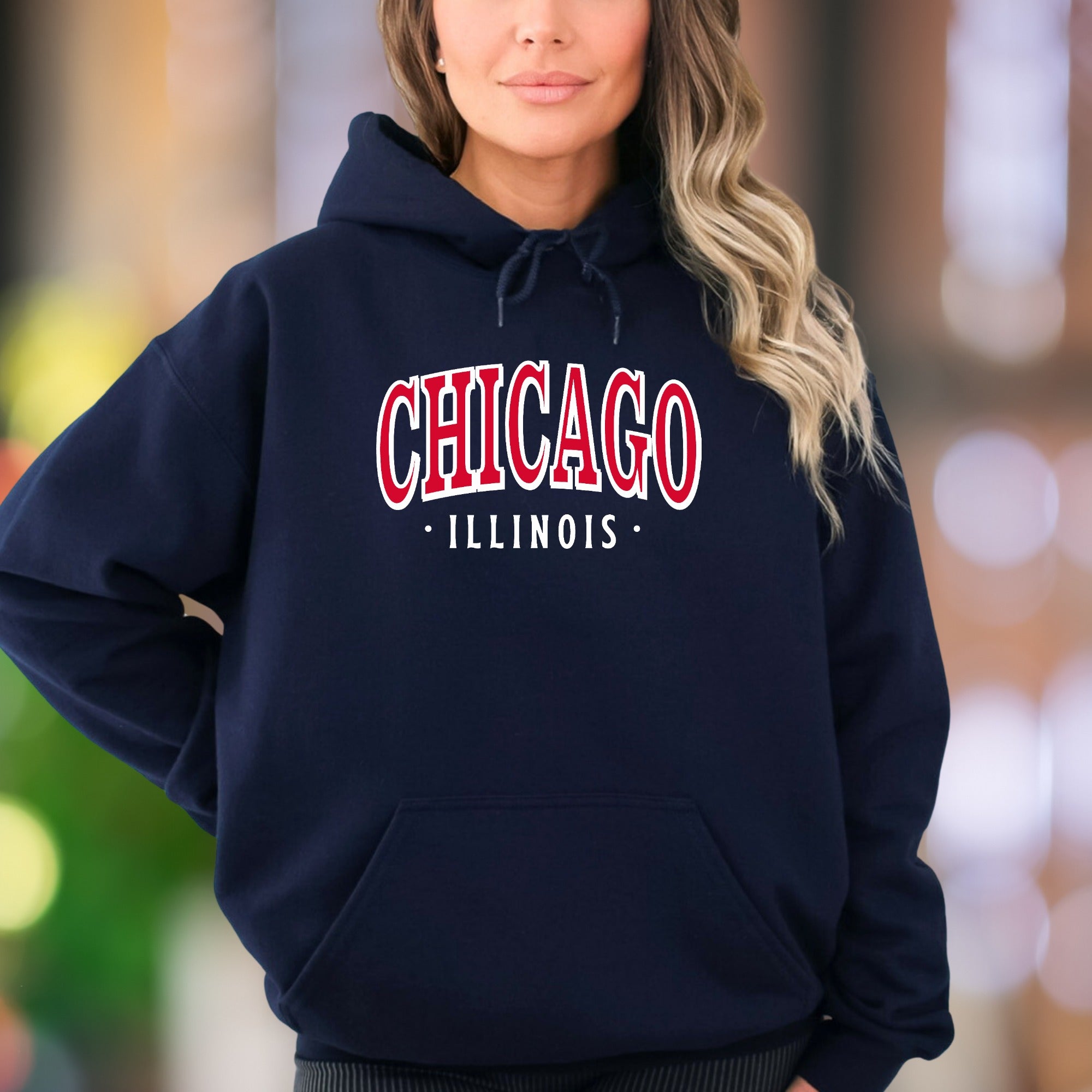 "Chicago Illinois" | Arch Text Streetwear Unisex Adult Hoodie | City Pride Apparel