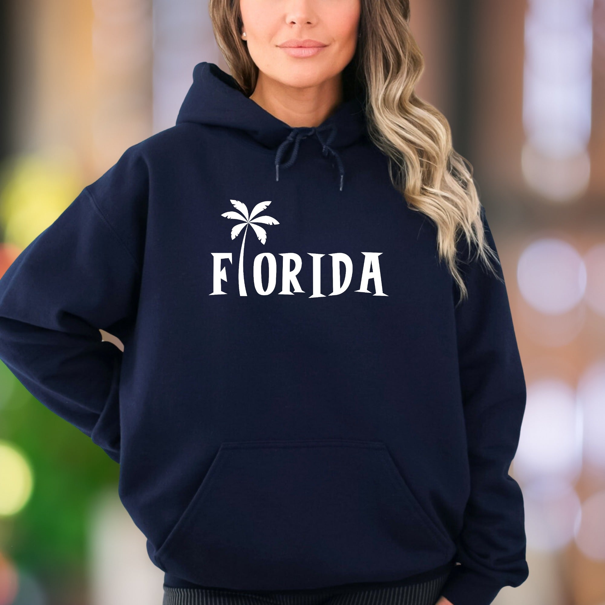 "Florida" | Palm Tree Typographic Unisex Adult Hoodie | Sunshine State Lifestyle