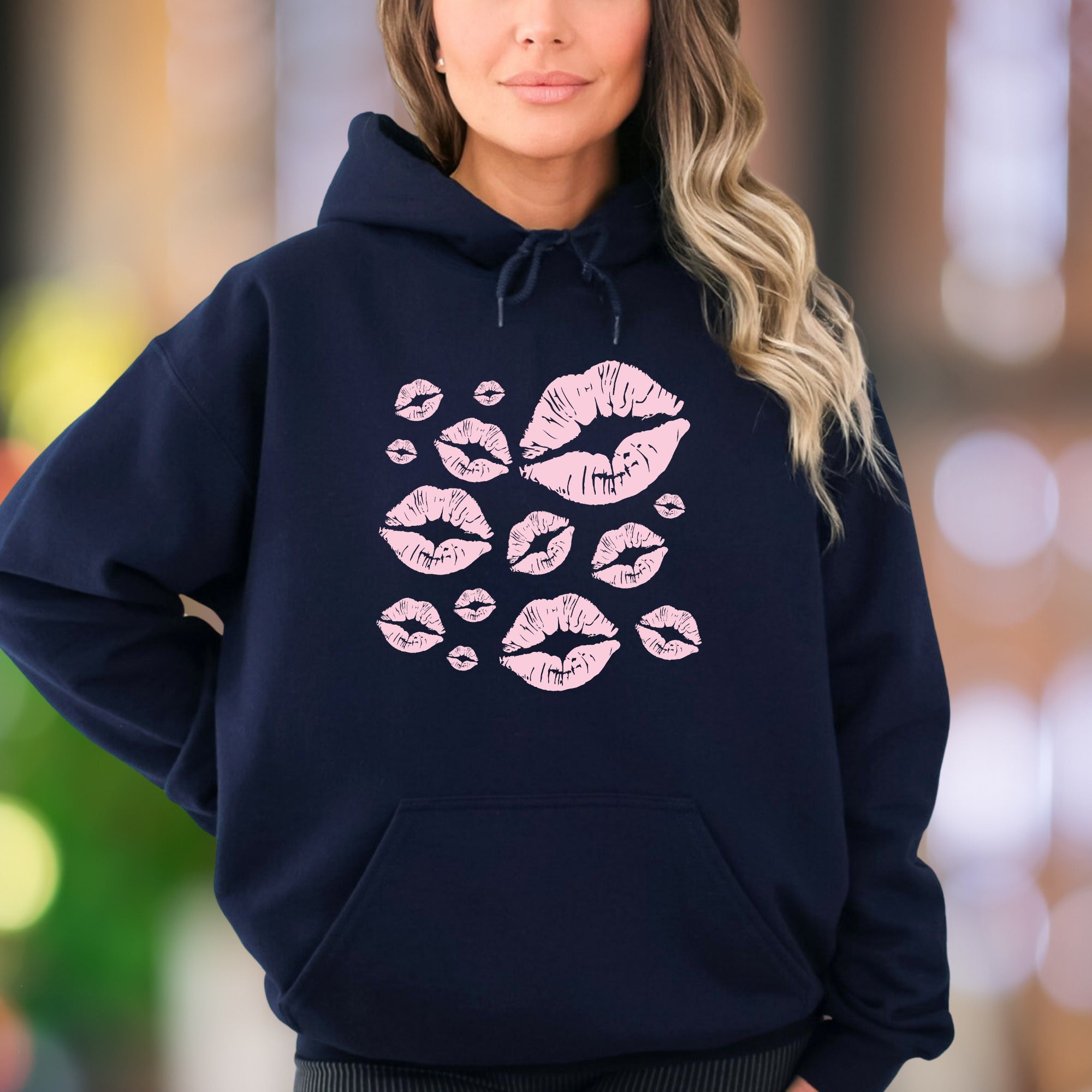 "Love Kisses" | Bold Graphic Unisex Adult Hoodie | Romantic Expression