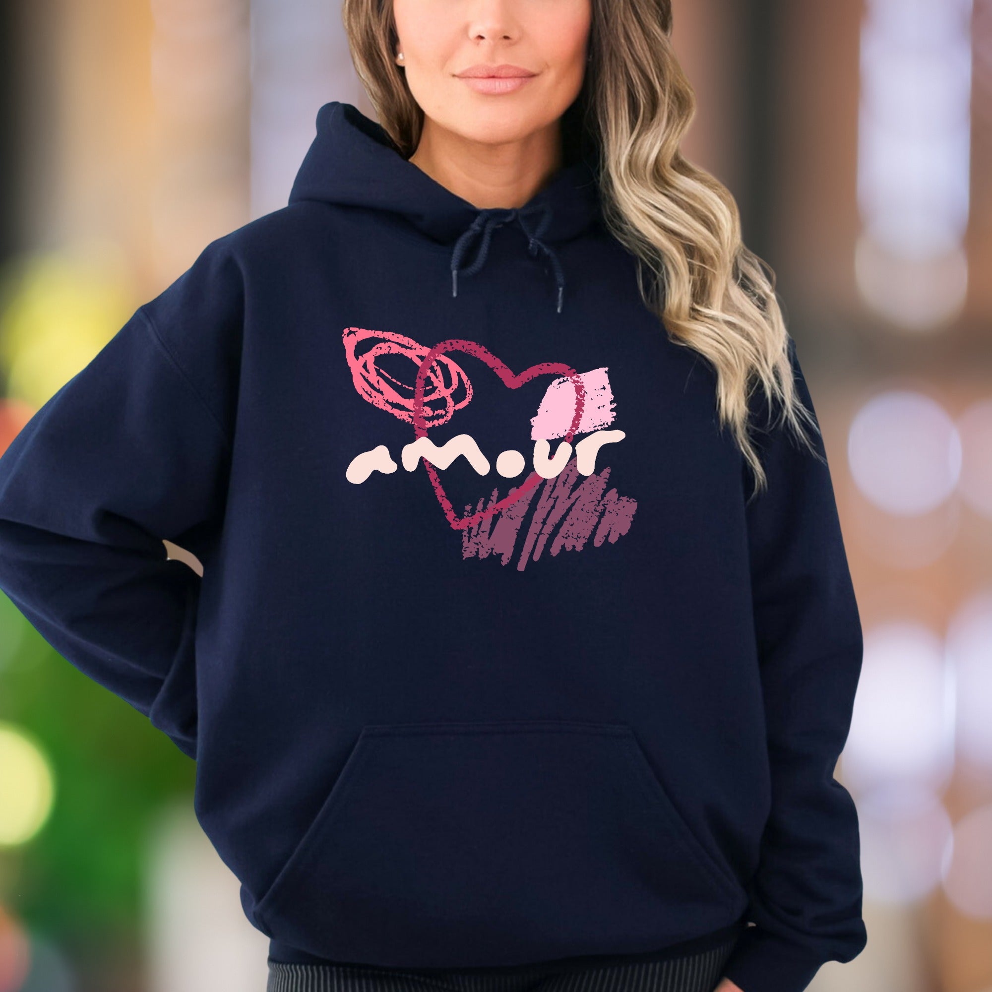 "Amour" | Artistic Sketch Heart Unisex Adult Hoodie | Romantic Expression Apparel