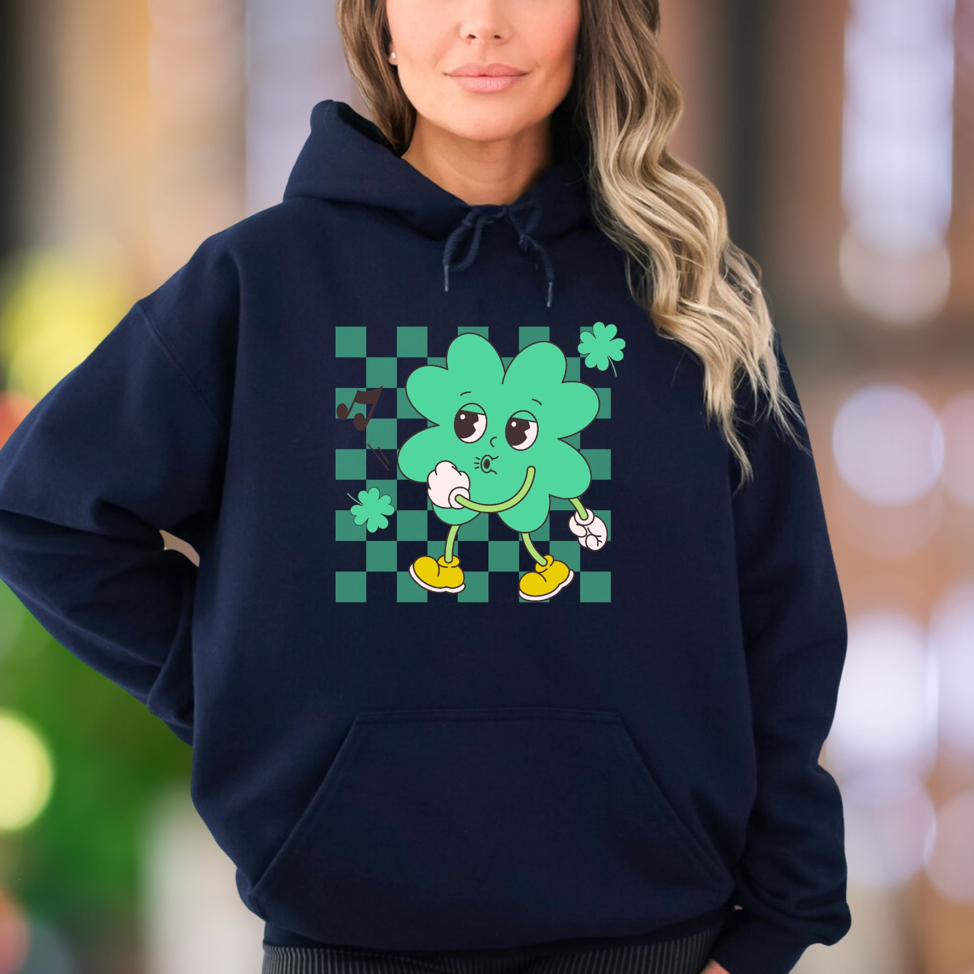 "Shamrock Groove" | Retro Cartoon Unisex Adult Hoodie | St. Patrick's Day Fun