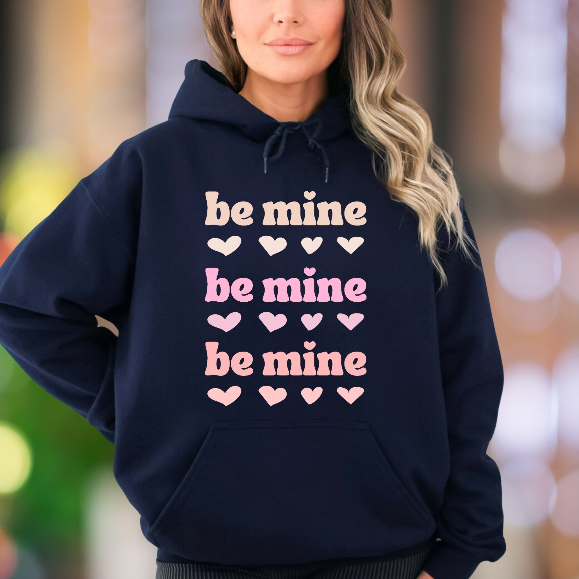 "Be Mine" | Retro Typography Unisex Adult Hoodie | Romantic Lifestyle