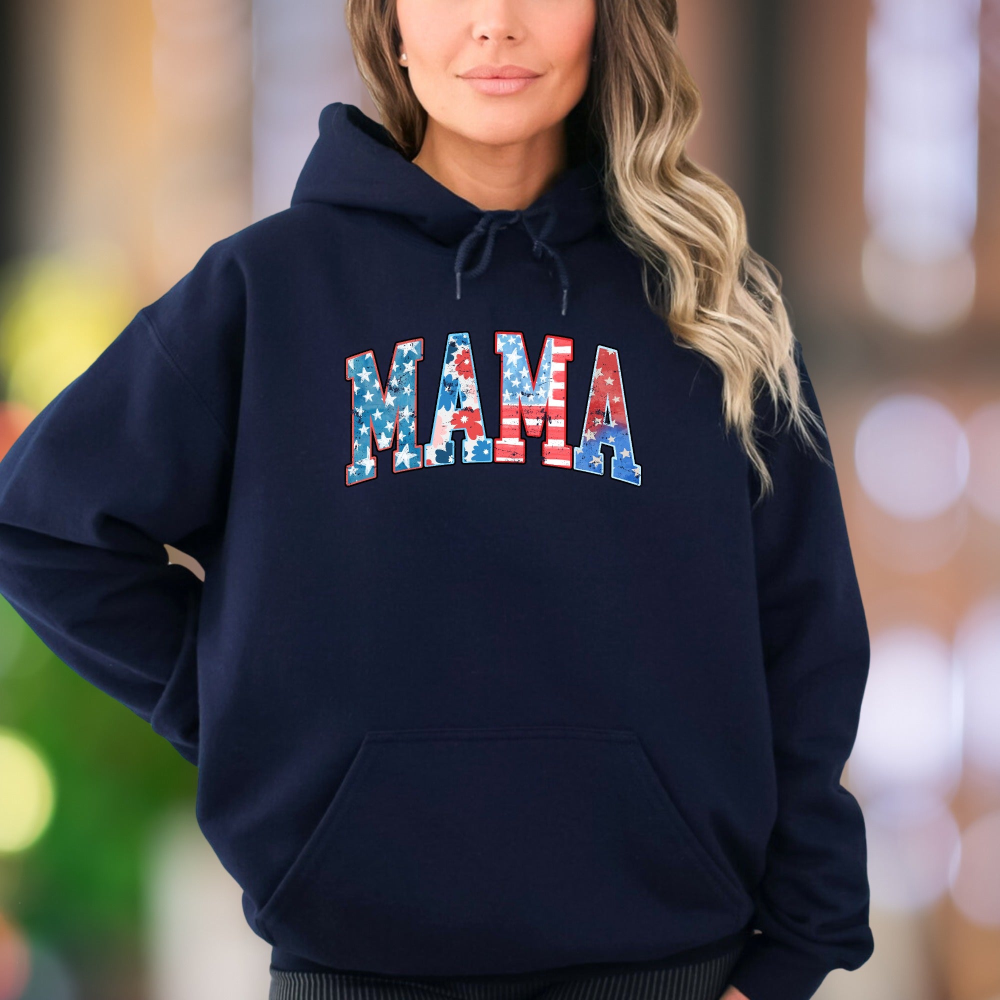 "MAMA" | Patriotic Stylized Unisex Adult Hoodie | Motherhood Lifestyle