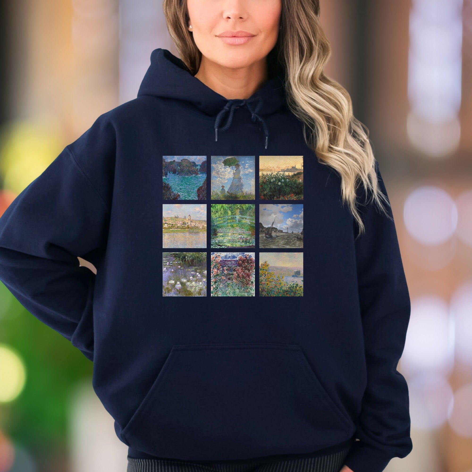 "Impressionist Grid" | Vintage Art Unisex Adult Hoodie | Creative Expression