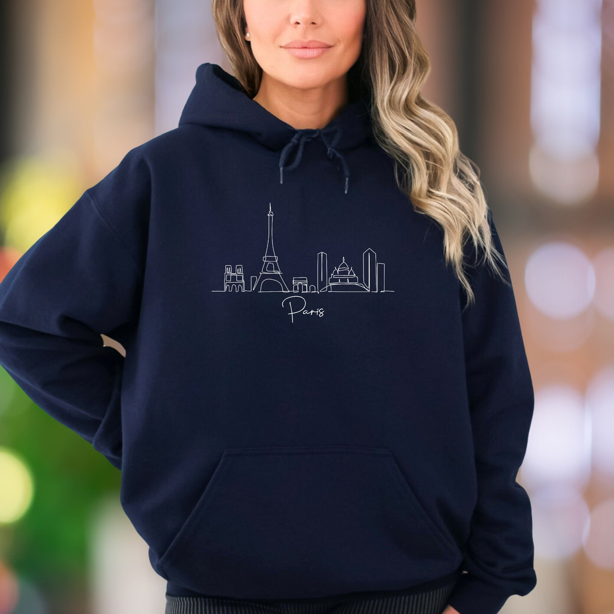 "Paris Skyline" | Minimal Line Art Unisex Adult Hoodie | Travel Lifestyle