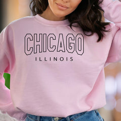"CHICAGO ILLINOIS" | Retro Typography Unisex Adult Sweatshirt | City Pride Lifestyle