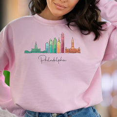 "Pittsburgh" | Colorful Skyline Unisex Adult Sweatshirt | City Pride Apparel