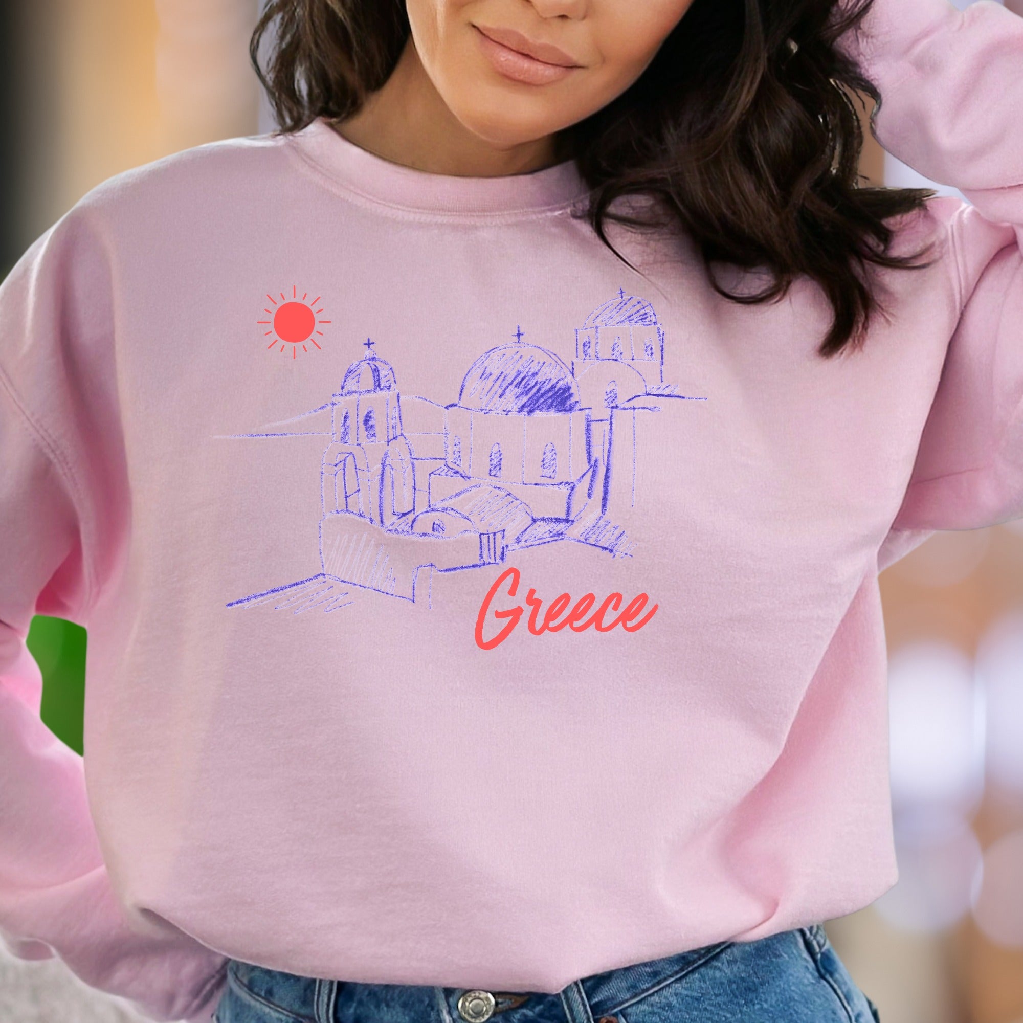 "Greece" | Travel Sketch Unisex Adult Sweatshirt | Wanderlust Lifestyle