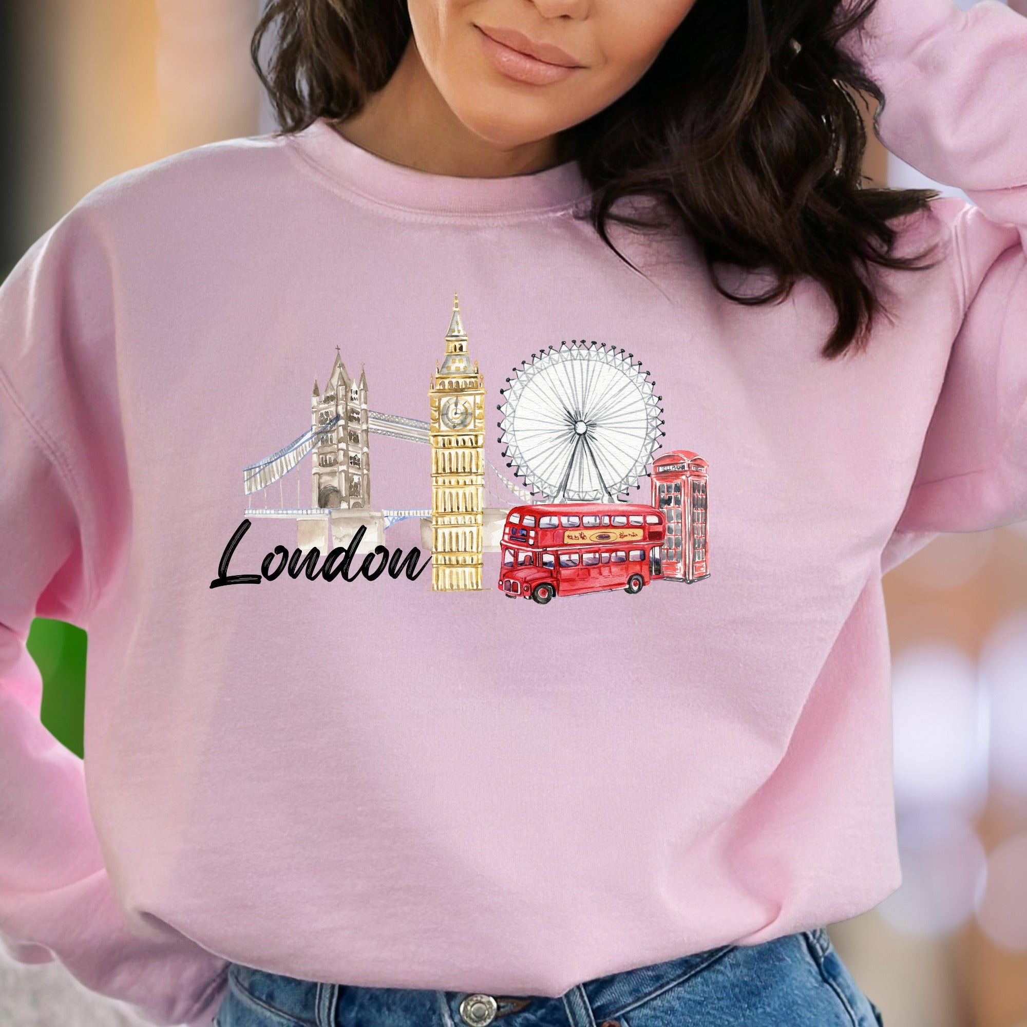 "London" | Watercolor Cityscape Unisex Adult Sweatshirt | Travel & Lifestyle