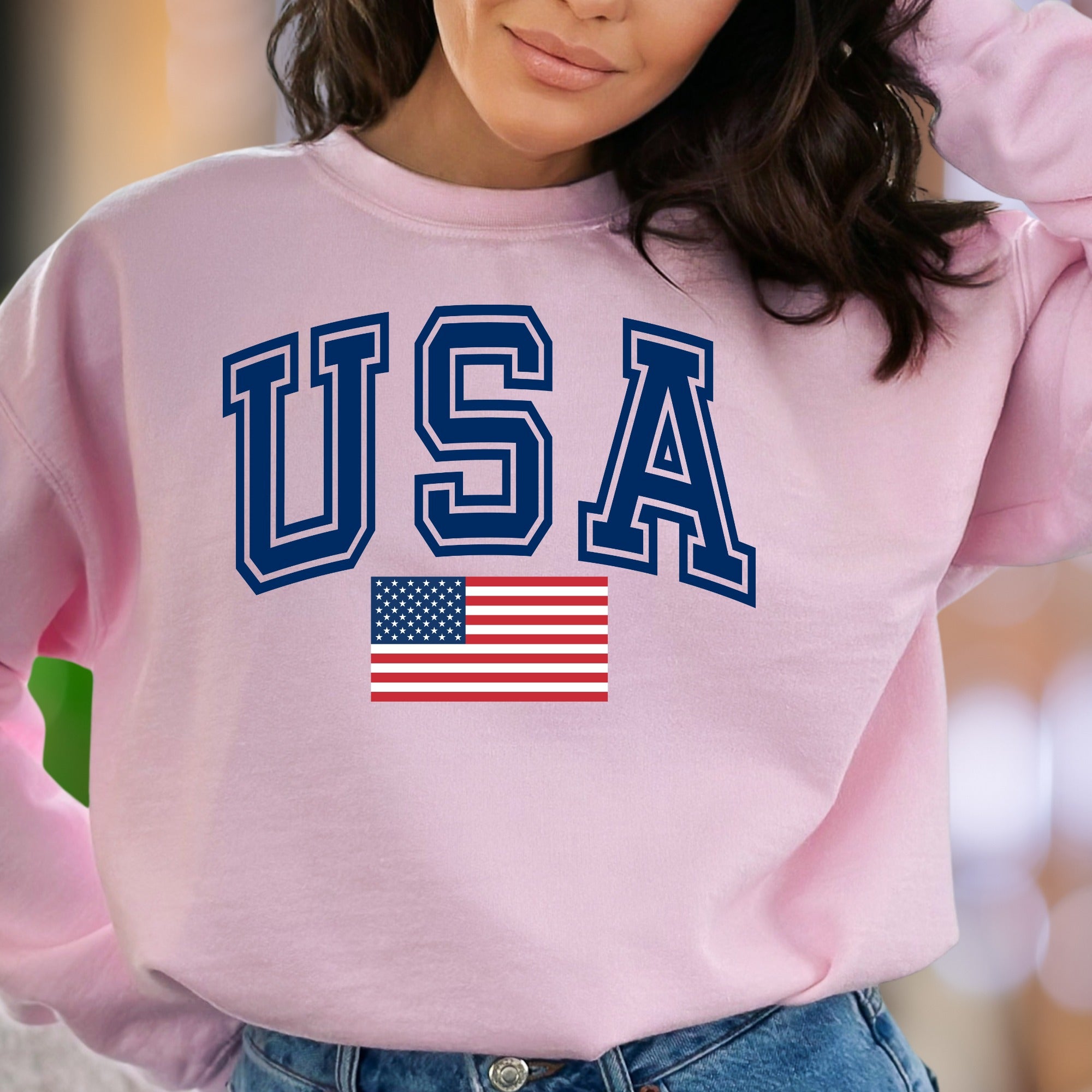 "USA" | Patriotic Collegiate Unisex Adult Sweatshirt | American Pride
