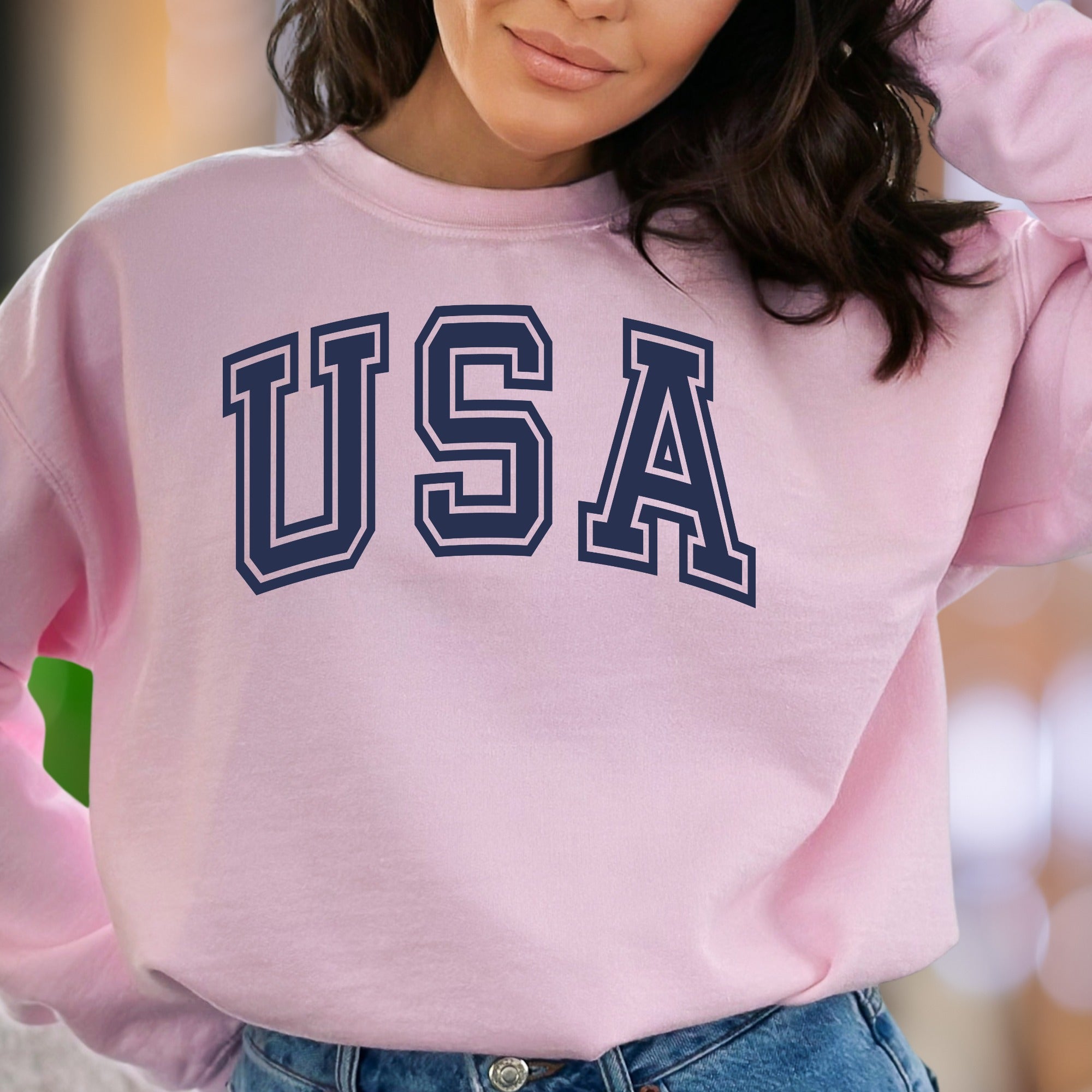 "USA" | Collegiate Typography Unisex Adult Sweatshirt | Patriotic Lifestyle