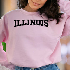 "ILLINOIS" | Collegiate Typography Unisex Adult Sweatshirt | State Pride Apparel