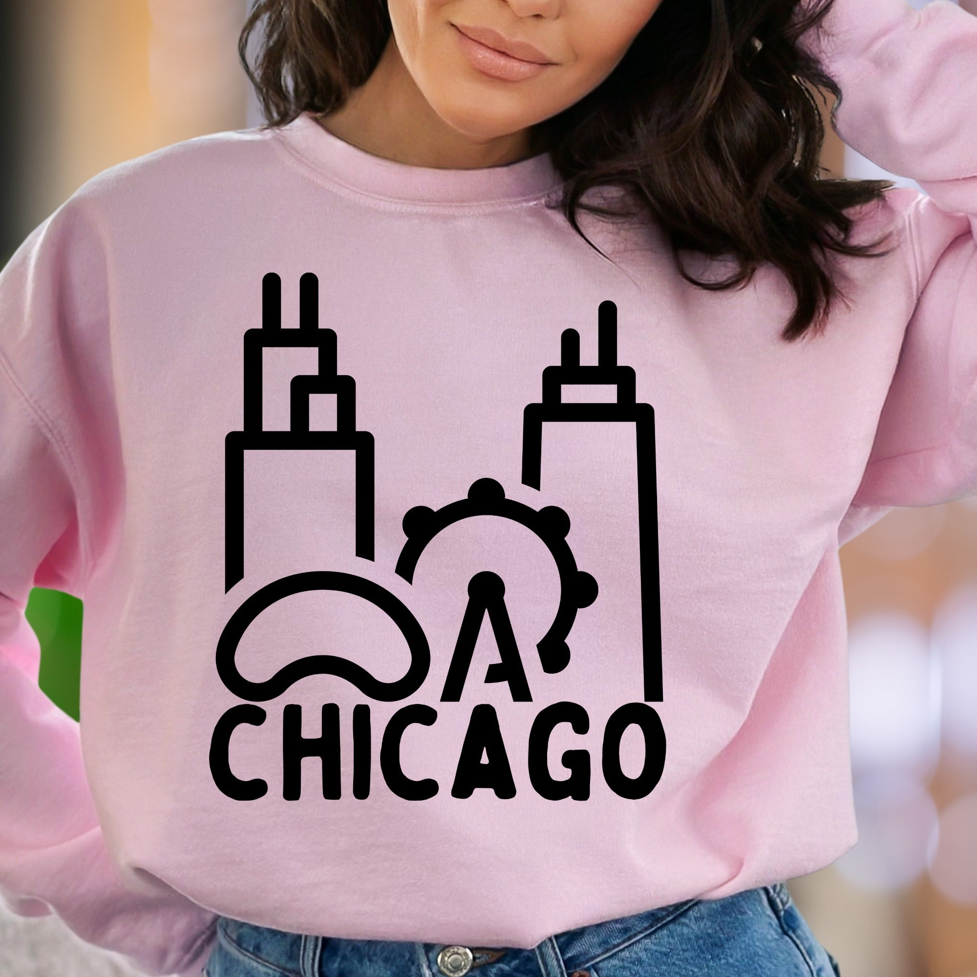 "Chicago Skyline" | Line Art Unisex Adult Sweatshirt | City Lover Apparel