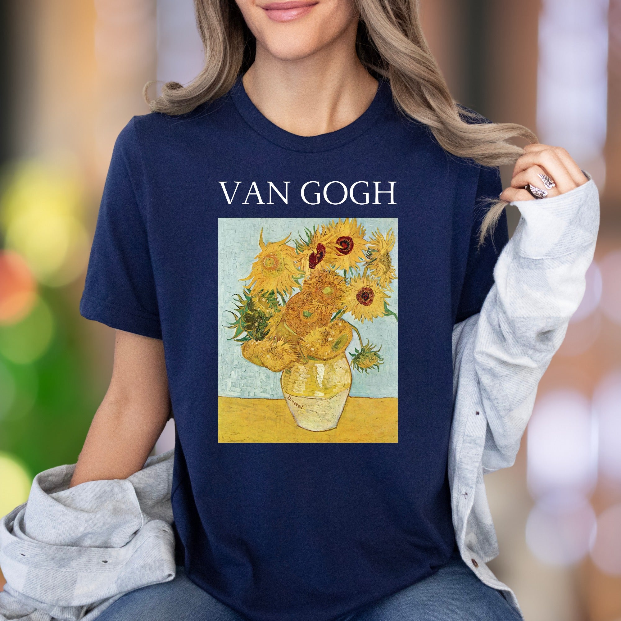 "VAN GOGH" Van Gogh Sunflowers Art Unisex Adult T-Shirt | Artistic Expression