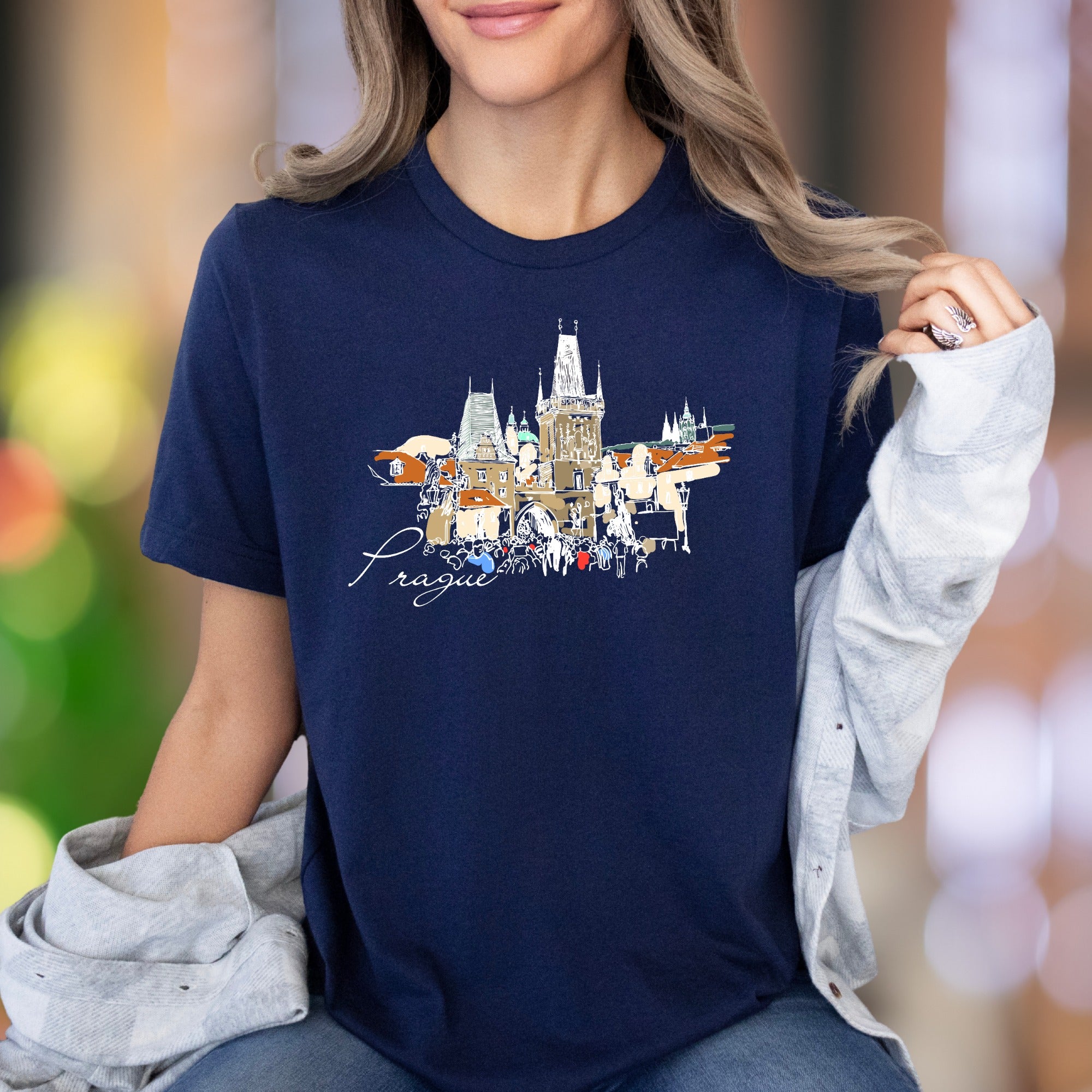 "Prague" | Cityscape Sketch Unisex Adult T-Shirt | Travel Lifestyle