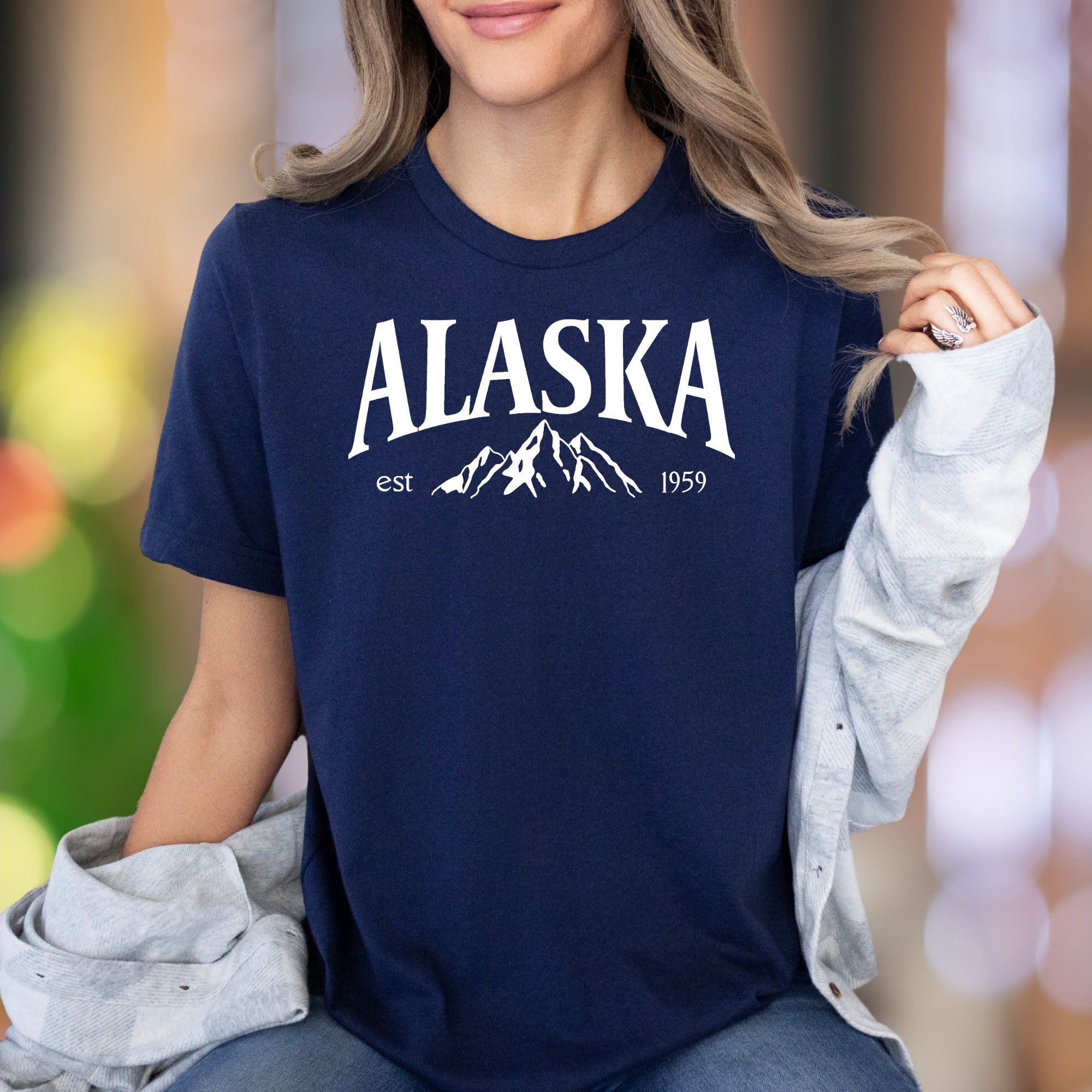 "ALASKA est 1959" | Retro Mountain Graphic Unisex Adult T-Shirt | Nature Explorer Lifestyle