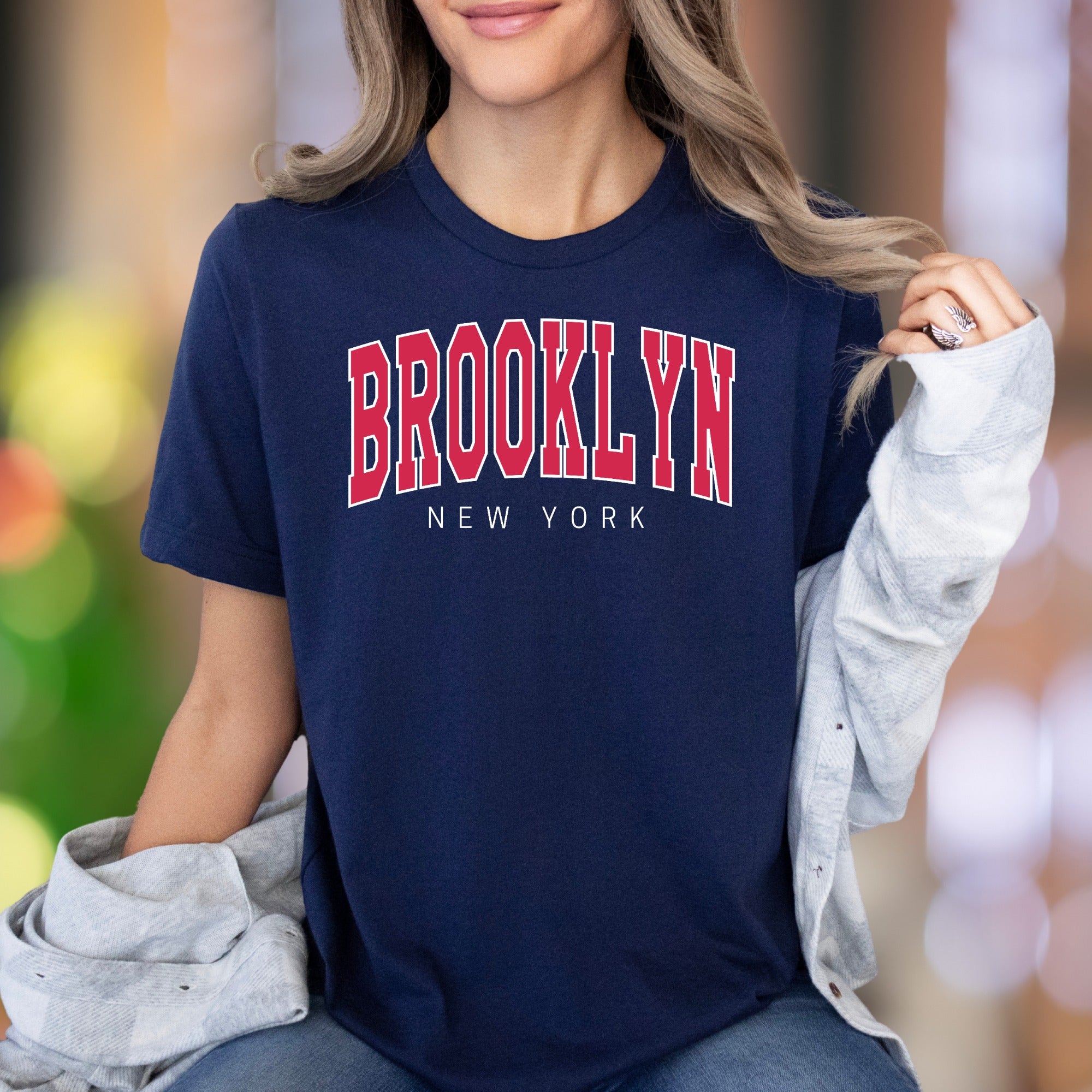 "BROOKLYN NEW YORK" | Bold Arch College Typography Unisex Adult T-Shirt | City Streetwear