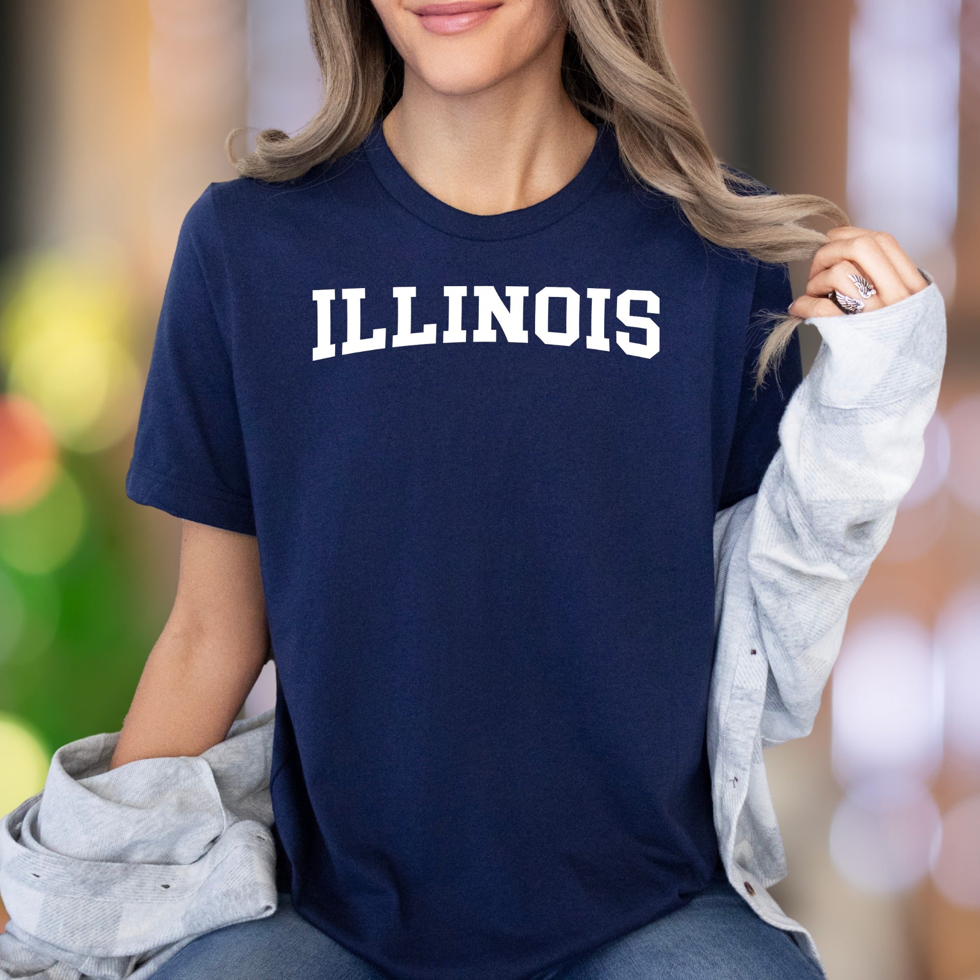 "ILLINOIS" | Bold Typography Unisex Adult T-Shirt | State Pride Lifestyle