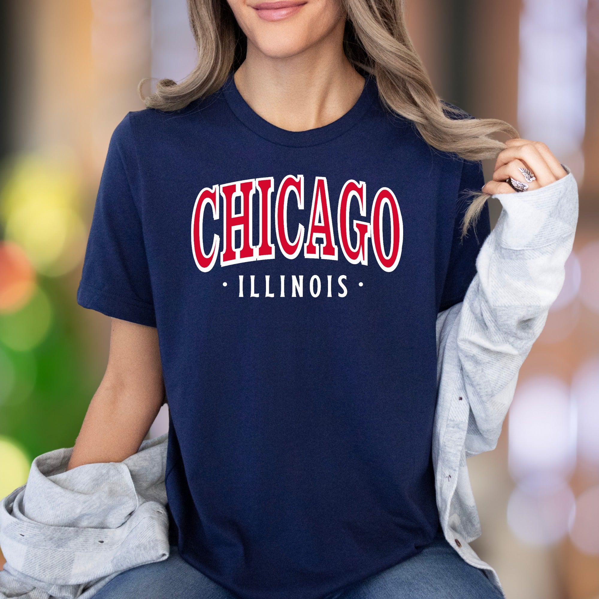 "CHICAGO ILLINOIS" | Bold City Typography Unisex Adult T-Shirt | Local Pride Apparel