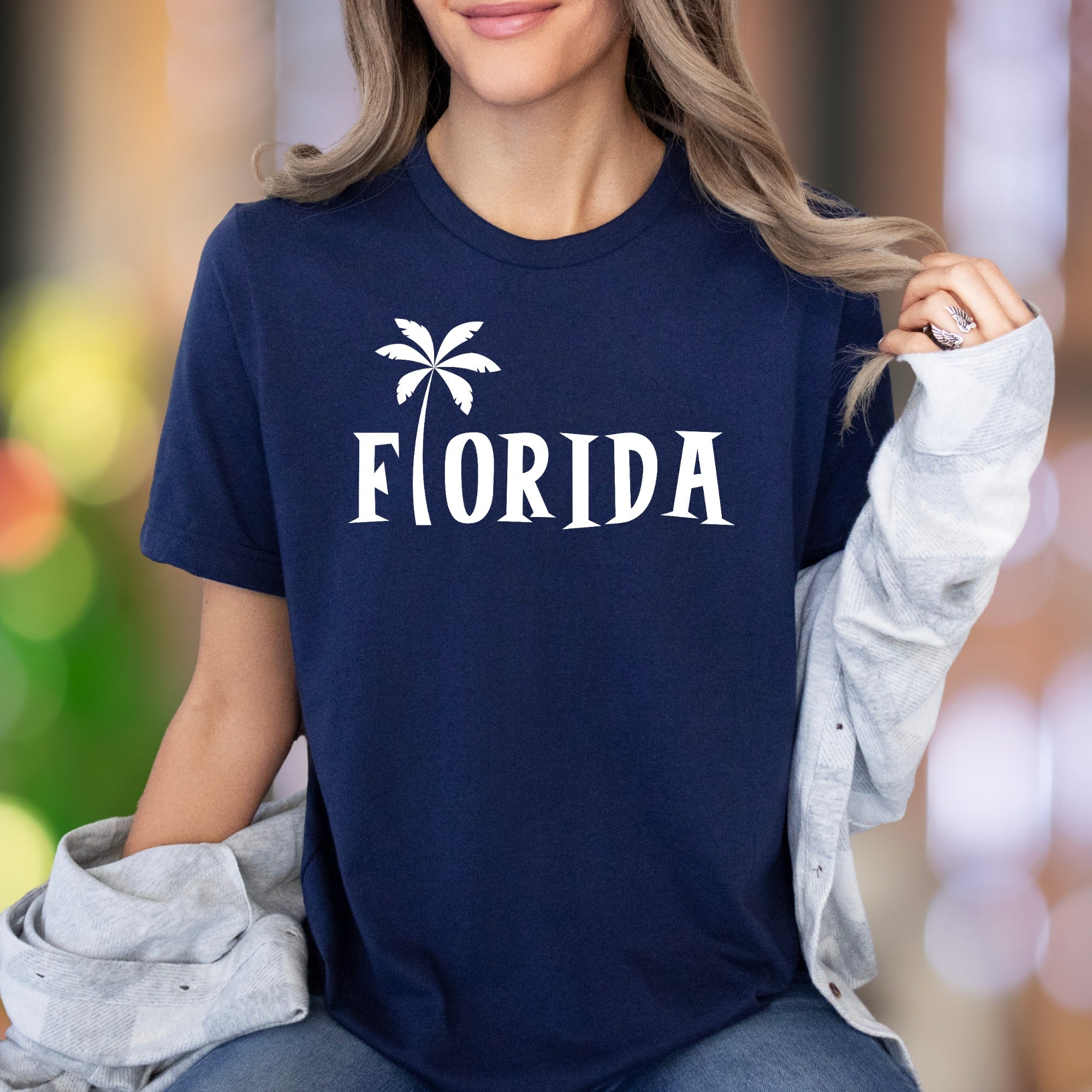 "Florida" | Palm Tree Typography Unisex Adult T-Shirt | Tropical Lifestyle