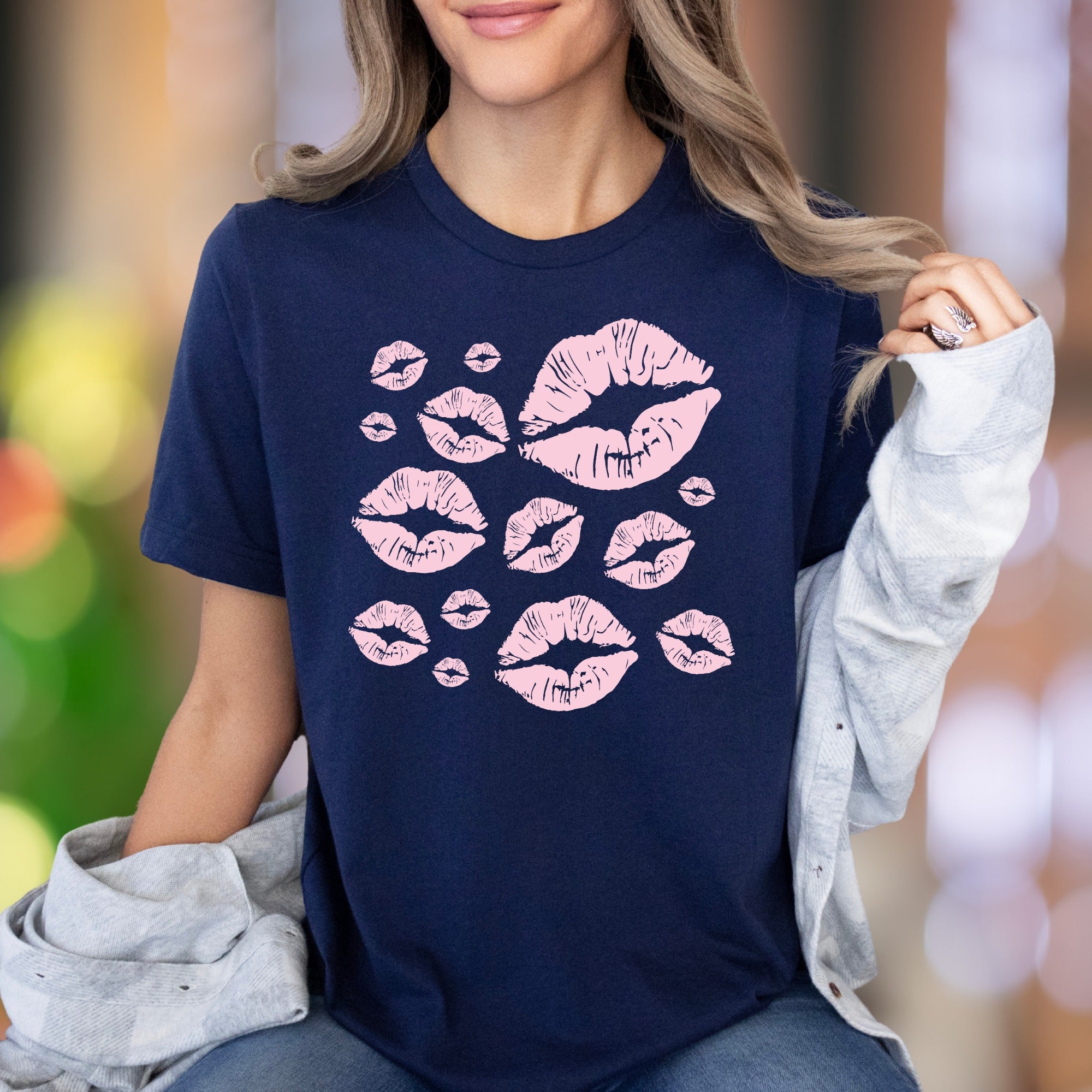 "Kisses" | Playful Lips Graphic Unisex Adult T-Shirt | Flirty Lifestyle Apparel