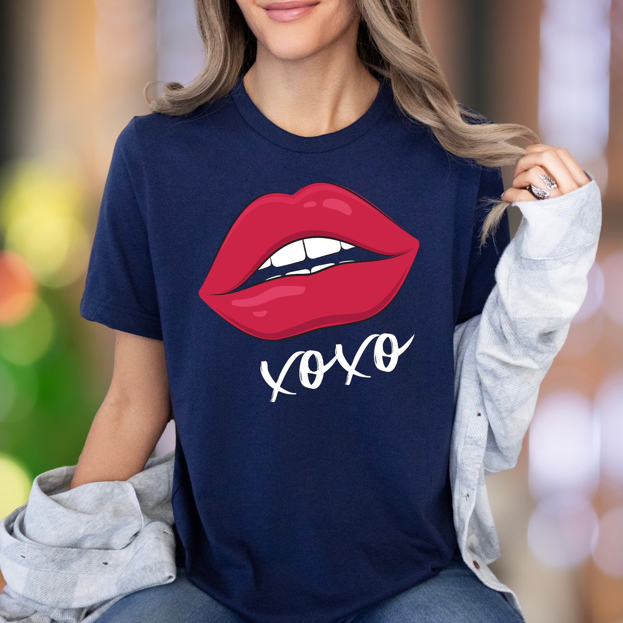 "XOXO" Red Lips Graphic Unisex Adult T-Shirt | Playful Romantic Style