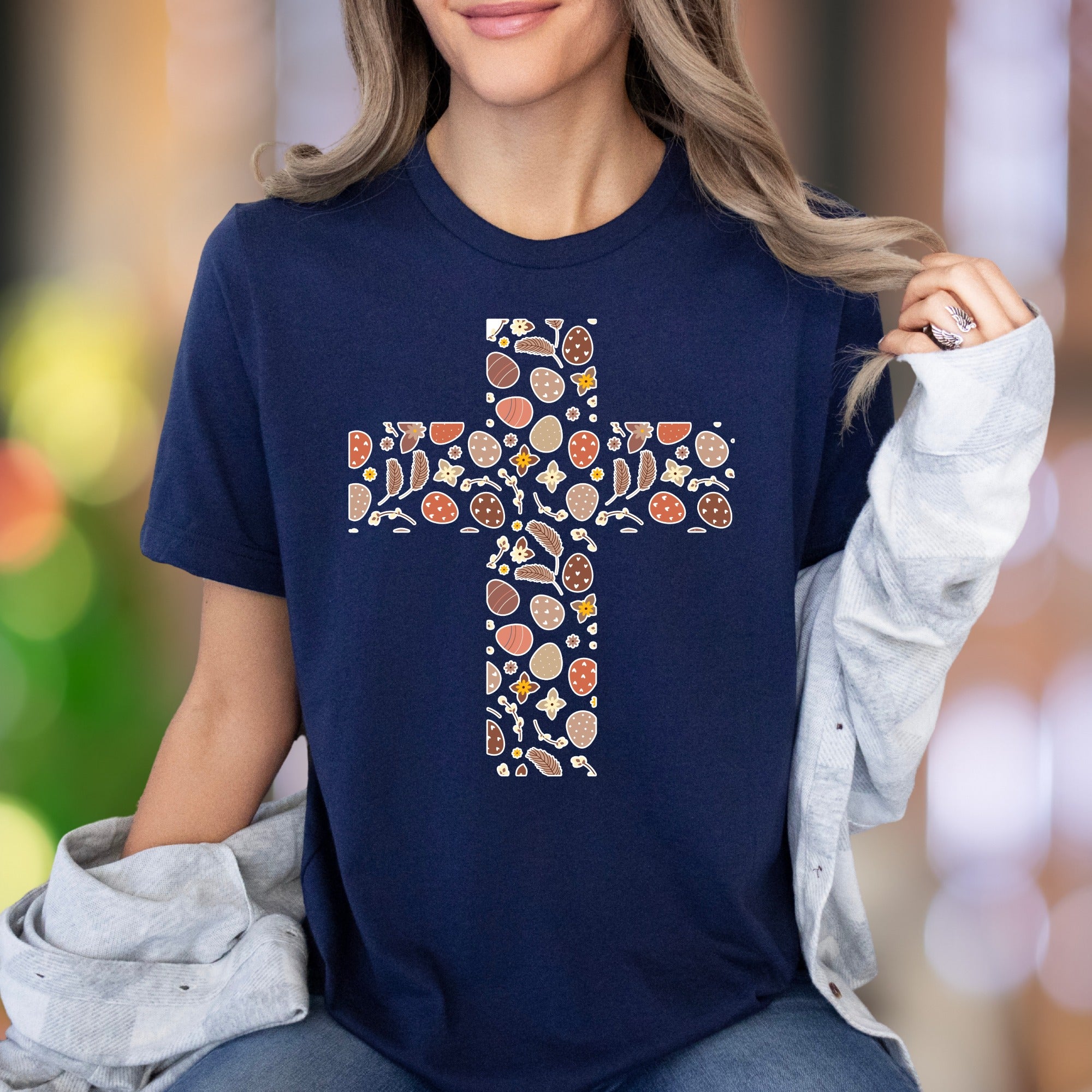 "Easter Cross" | Festive Pattern Unisex Adult T-Shirt | Holiday Lifestyle