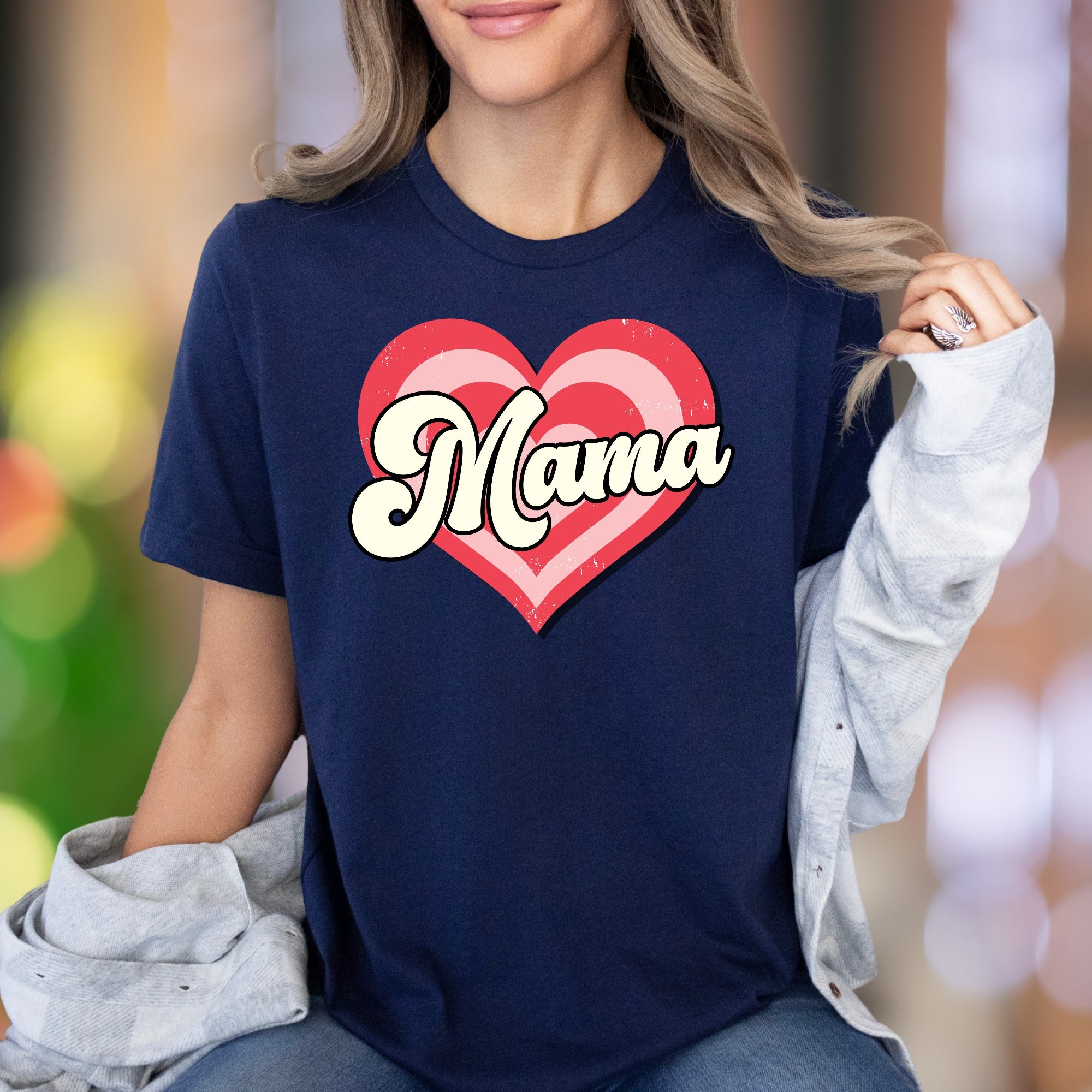 "Mama" | Retro Heart Graphic Unisex Adult T-Shirt | Motherhood Lifestyle