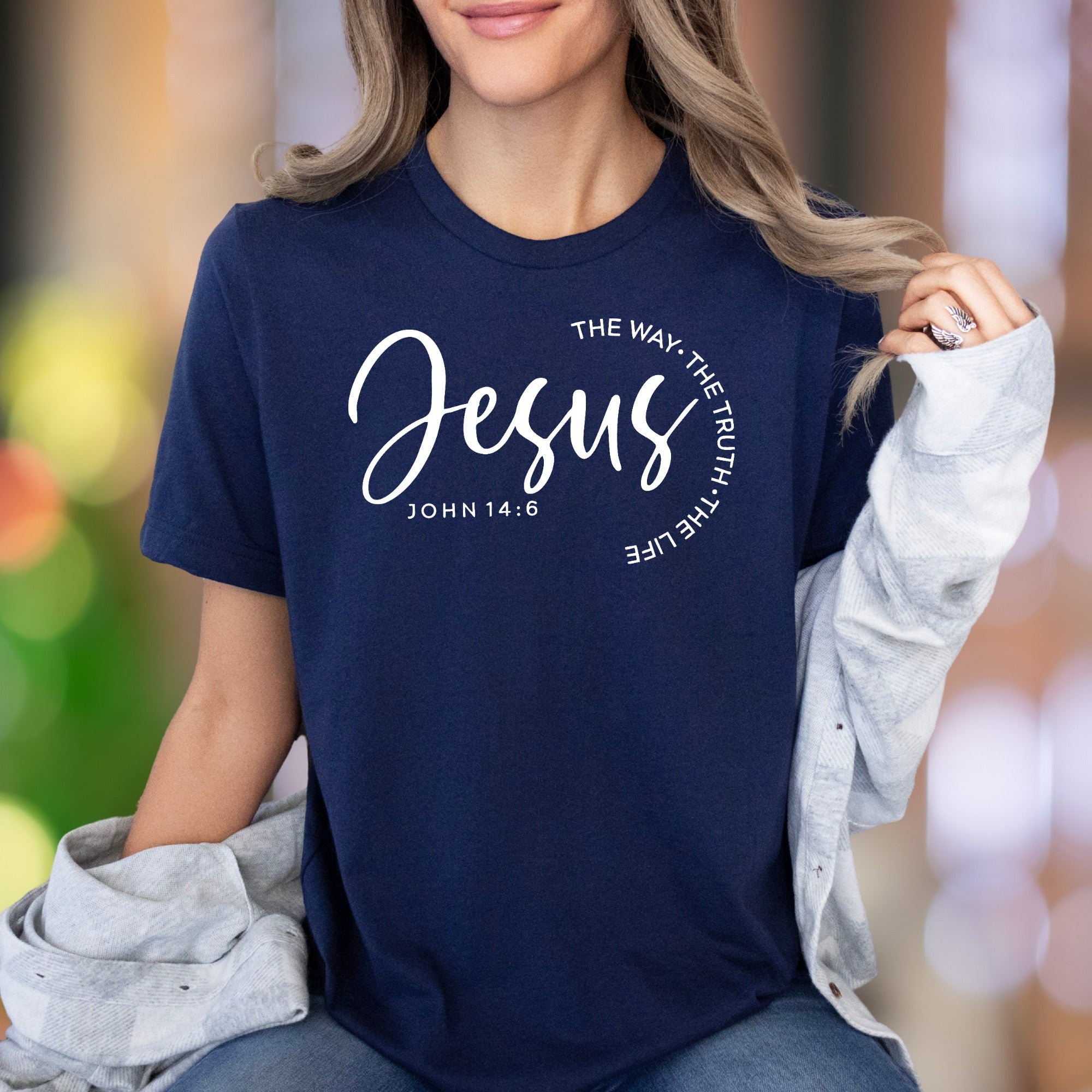 "Jesus The Way The Truth The Life John 14:6" | Calligraphy Typography Unisex Adult T-Shirt | Faith-Inspired Lifestyle