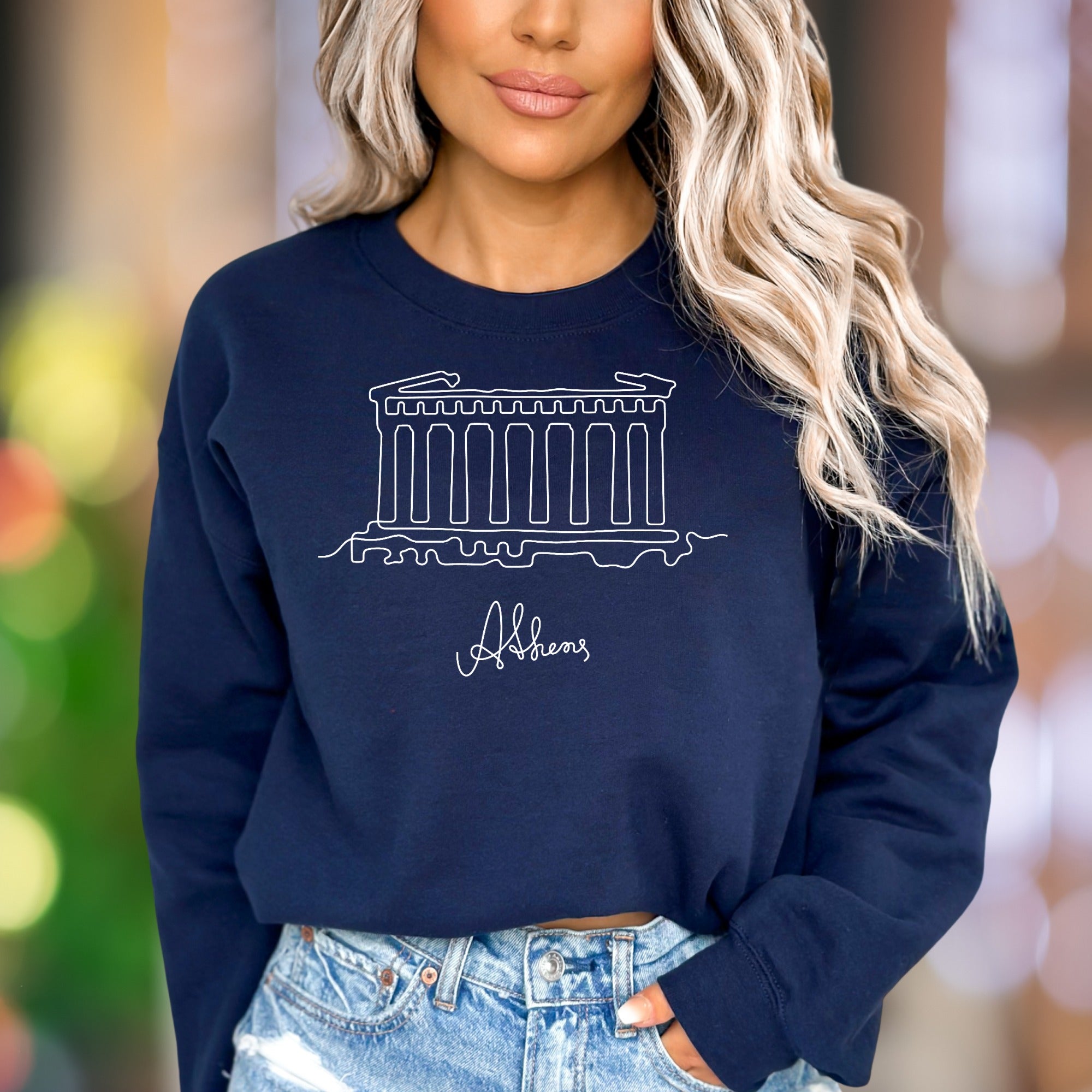"Athens" | Minimal Line Art Unisex Adult Sweatshirt | Travel & Culture