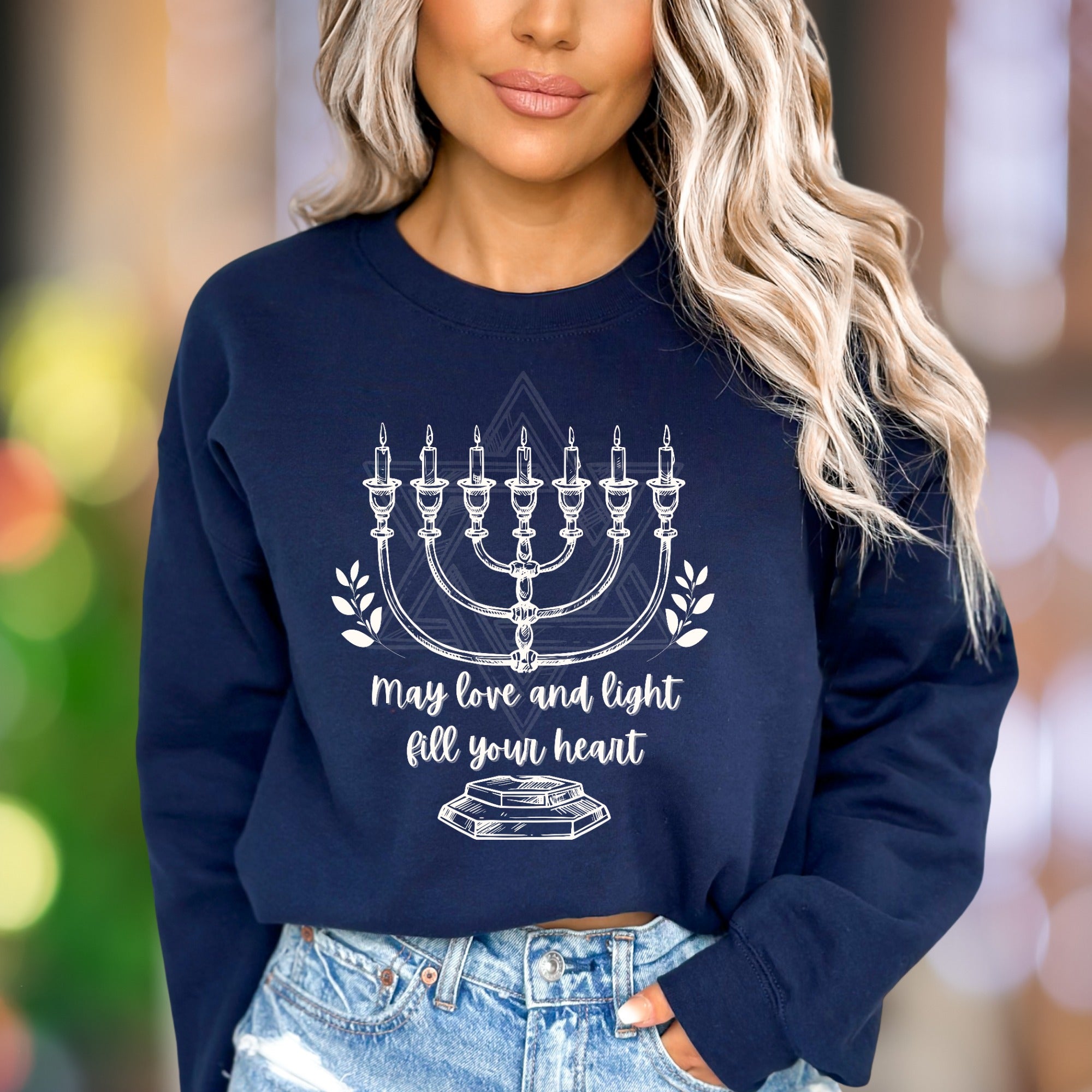 "May Love and Light Fill Your Heart" | Inspirational Candle Graphic Unisex Adult Sweatshirt | Thoughtful Gifting