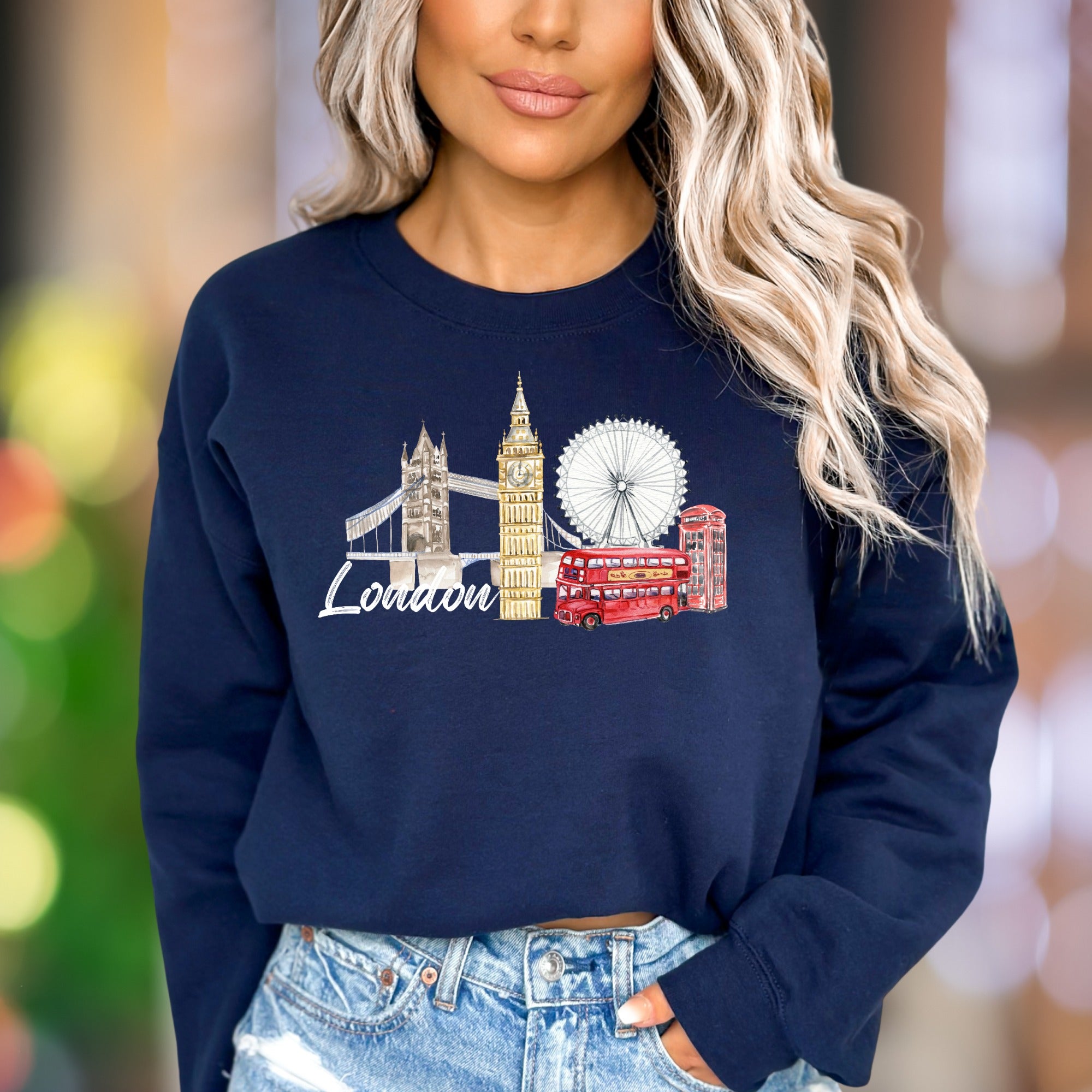 "London" | Watercolor Cityscape Unisex Adult Sweatshirt | Travel & Lifestyle