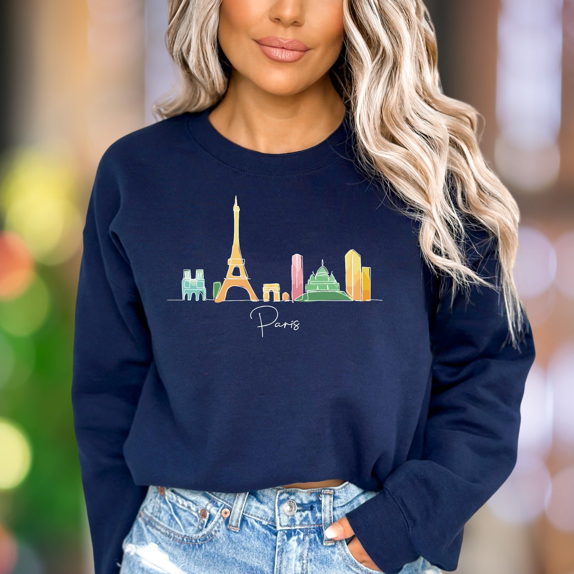 "Paris" | Minimal Skyline Unisex Adult Sweatshirt | Travel Lifestyle Apparel