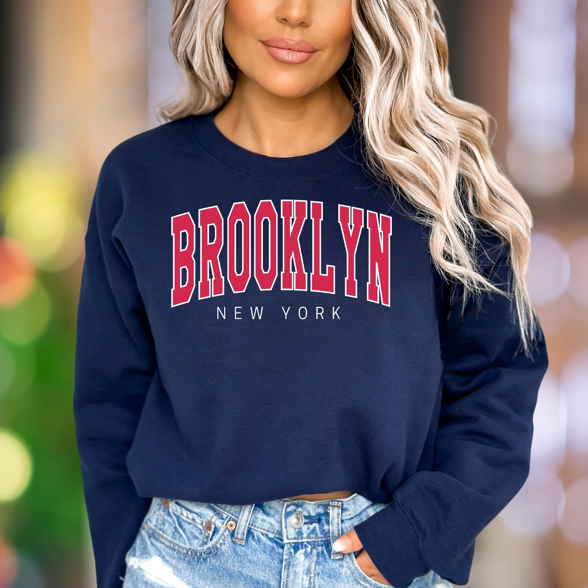 "BROOKLYN NEW YORK" | Retro Text Unisex Adult Sweatshirt | City Lifestyle