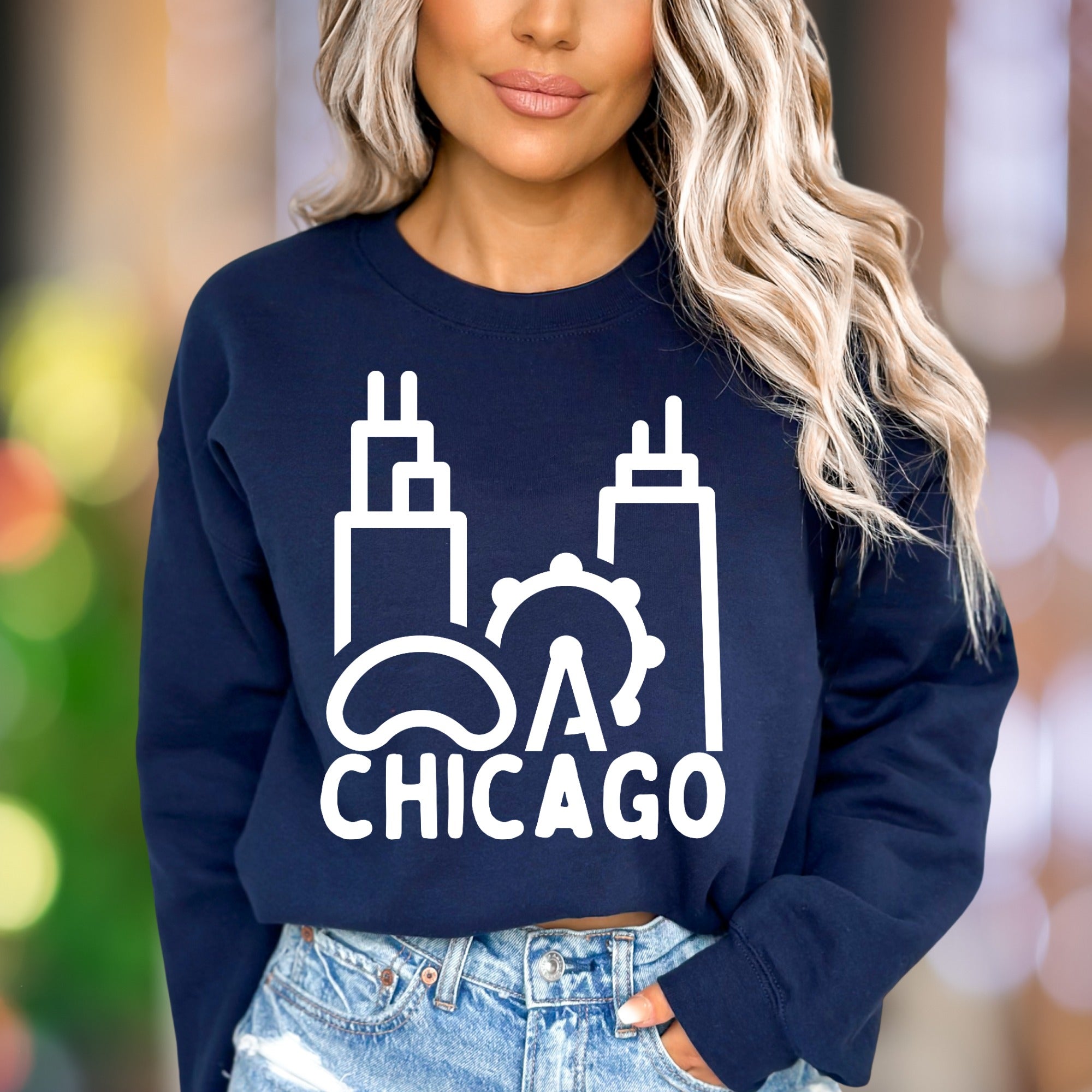 "Chicago" | City Iconography Unisex Adult Sweatshirt | Urban Lifestyle Apparel