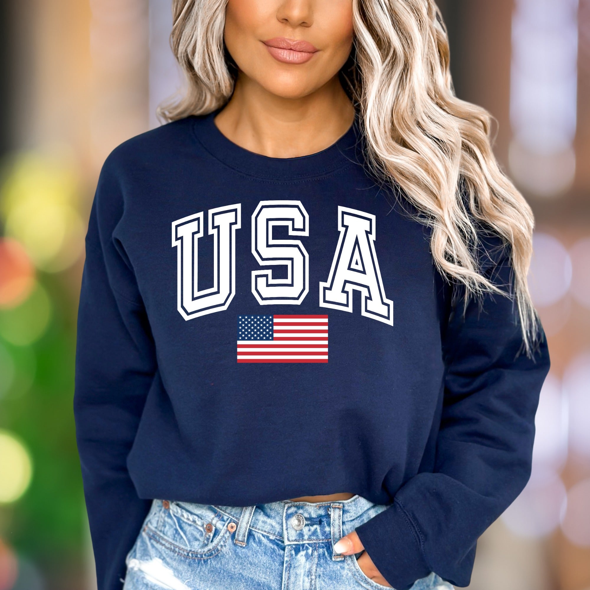 "USA" | Patriotic Collegiate Unisex Adult Sweatshirt | American Pride