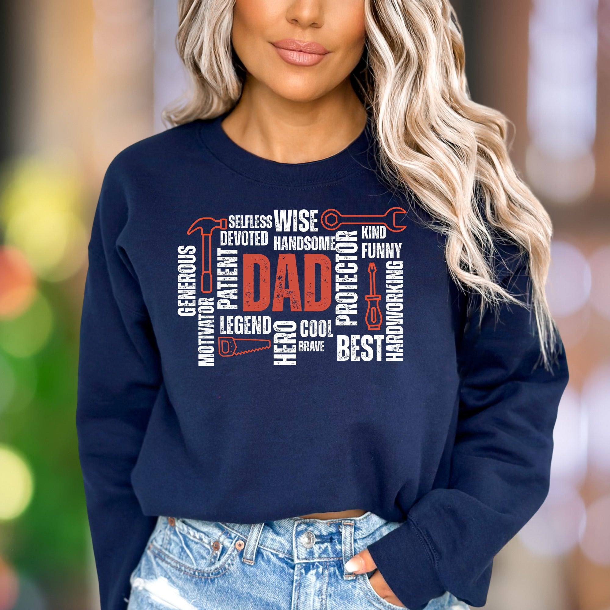 "DAD" Word Cloud Typography Unisex Adult Sweatshirt | Thoughtful Gifting