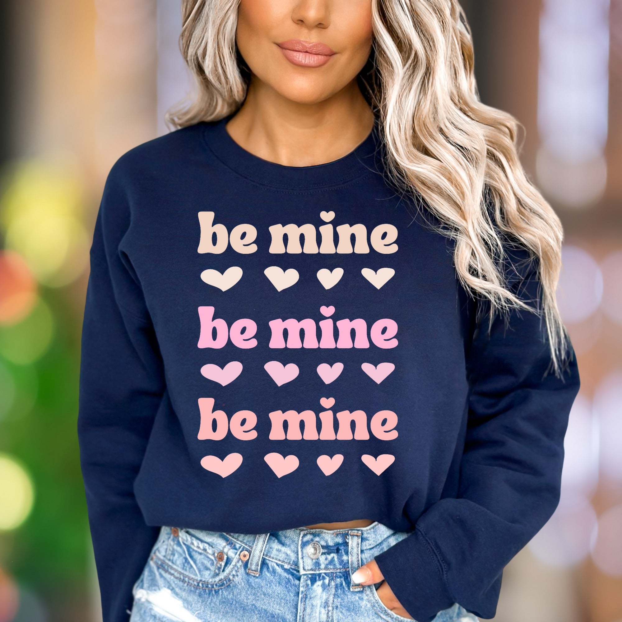 "Be Mine" | Retro Hearts Unisex Adult Sweatshirt | Romantic Lifestyle