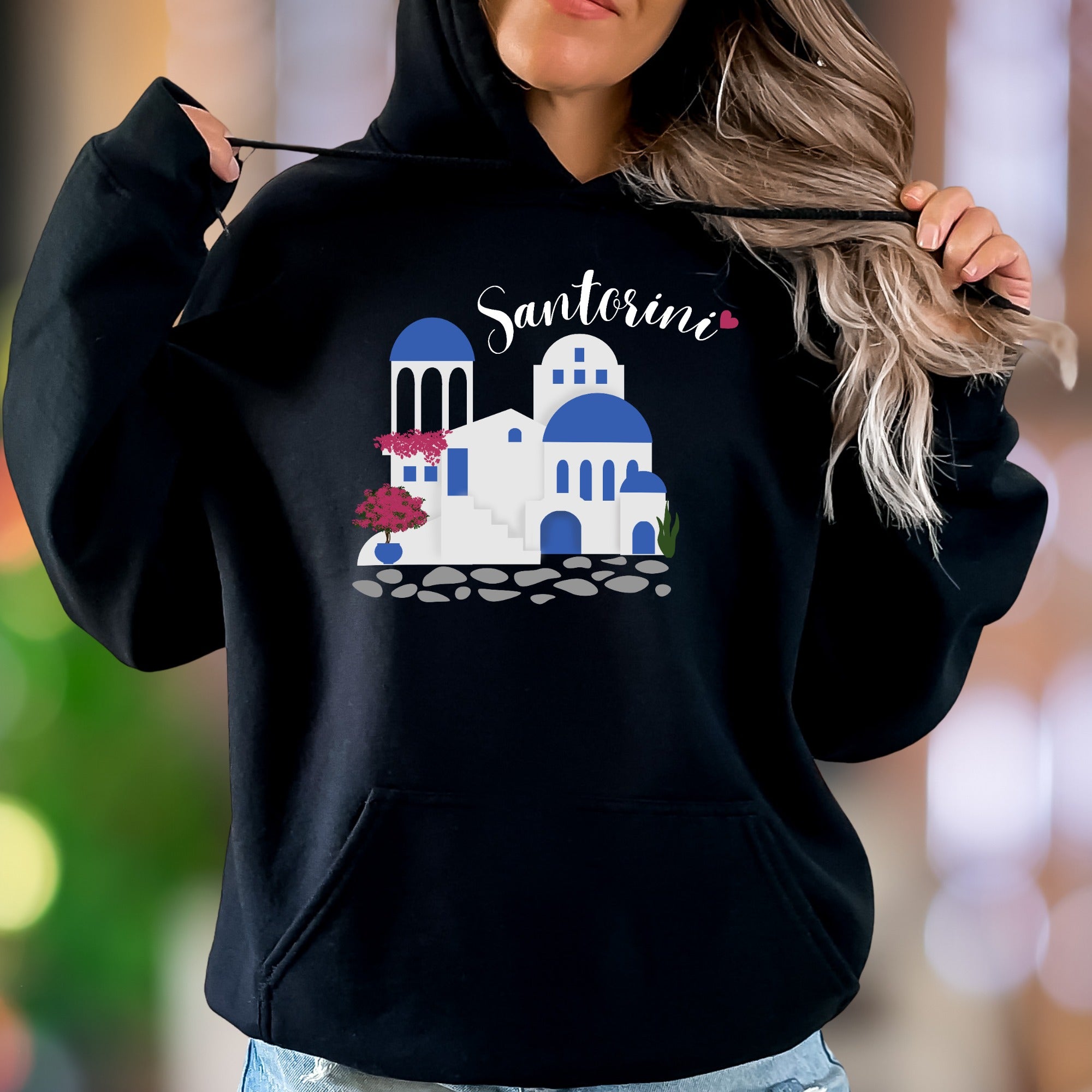 "Santorini" | Iconic Landscape Unisex Adult Hoodie | Travel & Culture