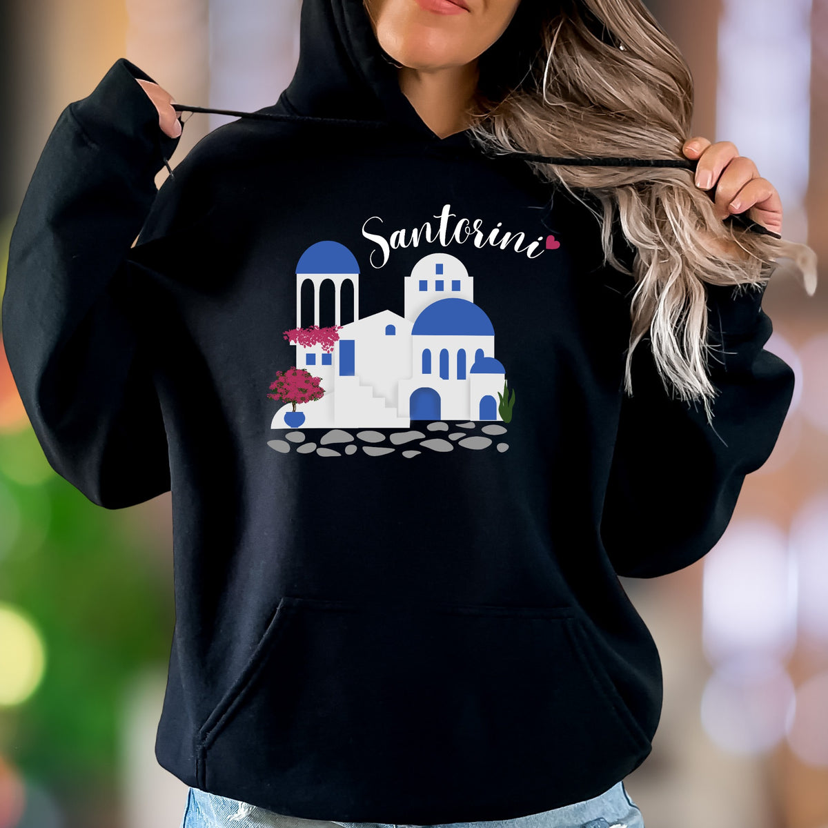 "Santorini" | Iconic Landscape Unisex Adult Hoodie | Travel & Culture